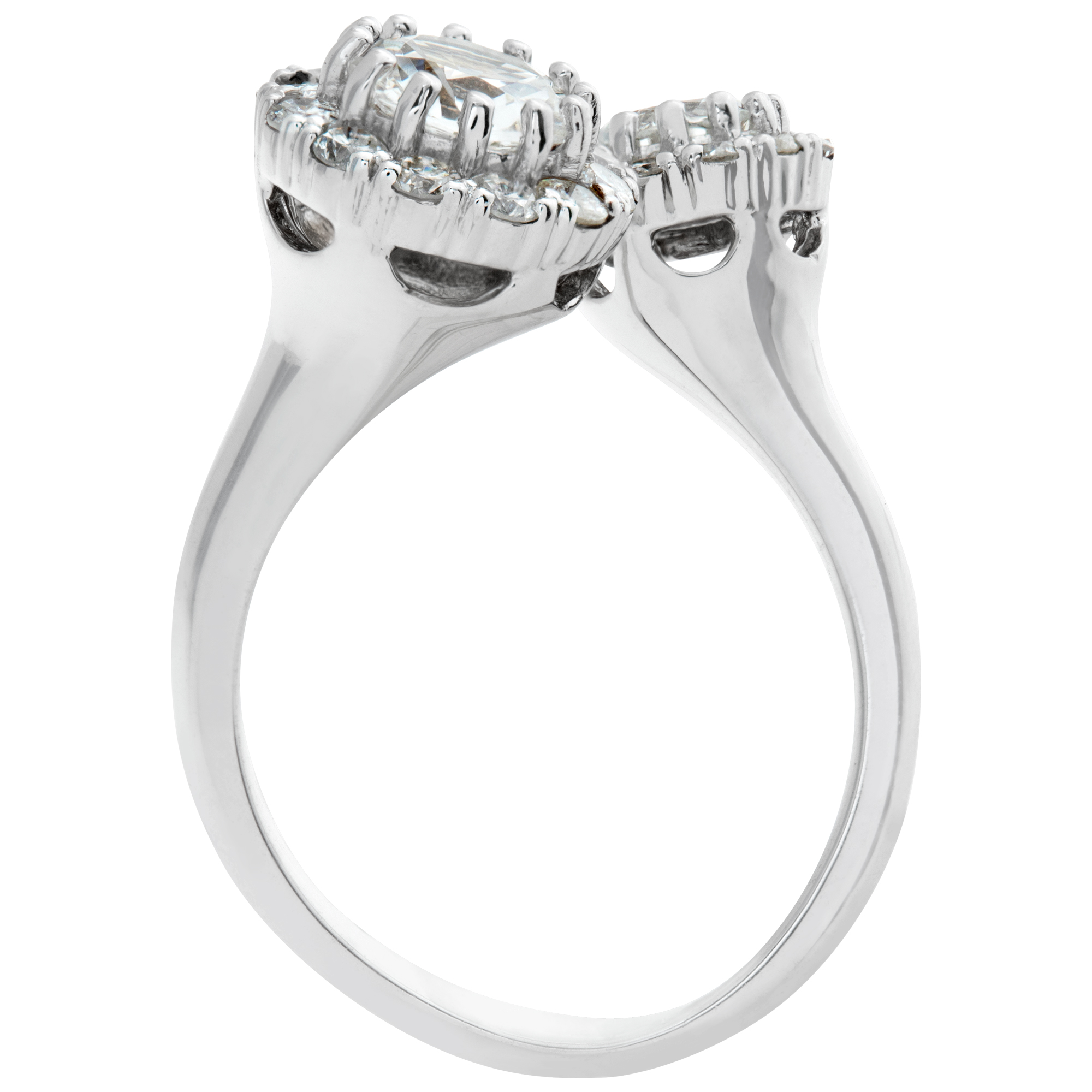 White Sapphires with Halo Diamonds set in 18k white gold. Size 5.25 image 4