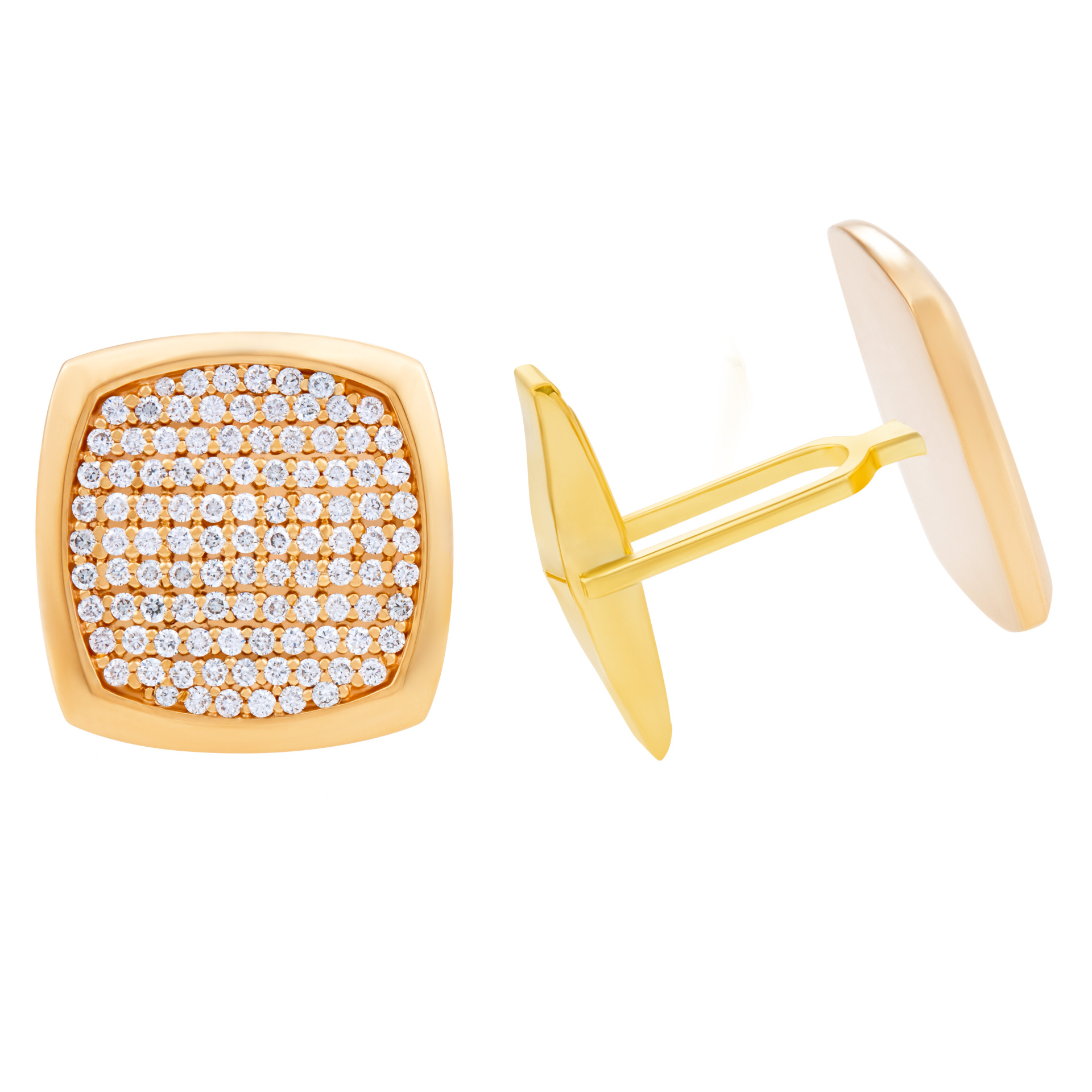 Diamond cufflinks in 18k yellow gold image 2