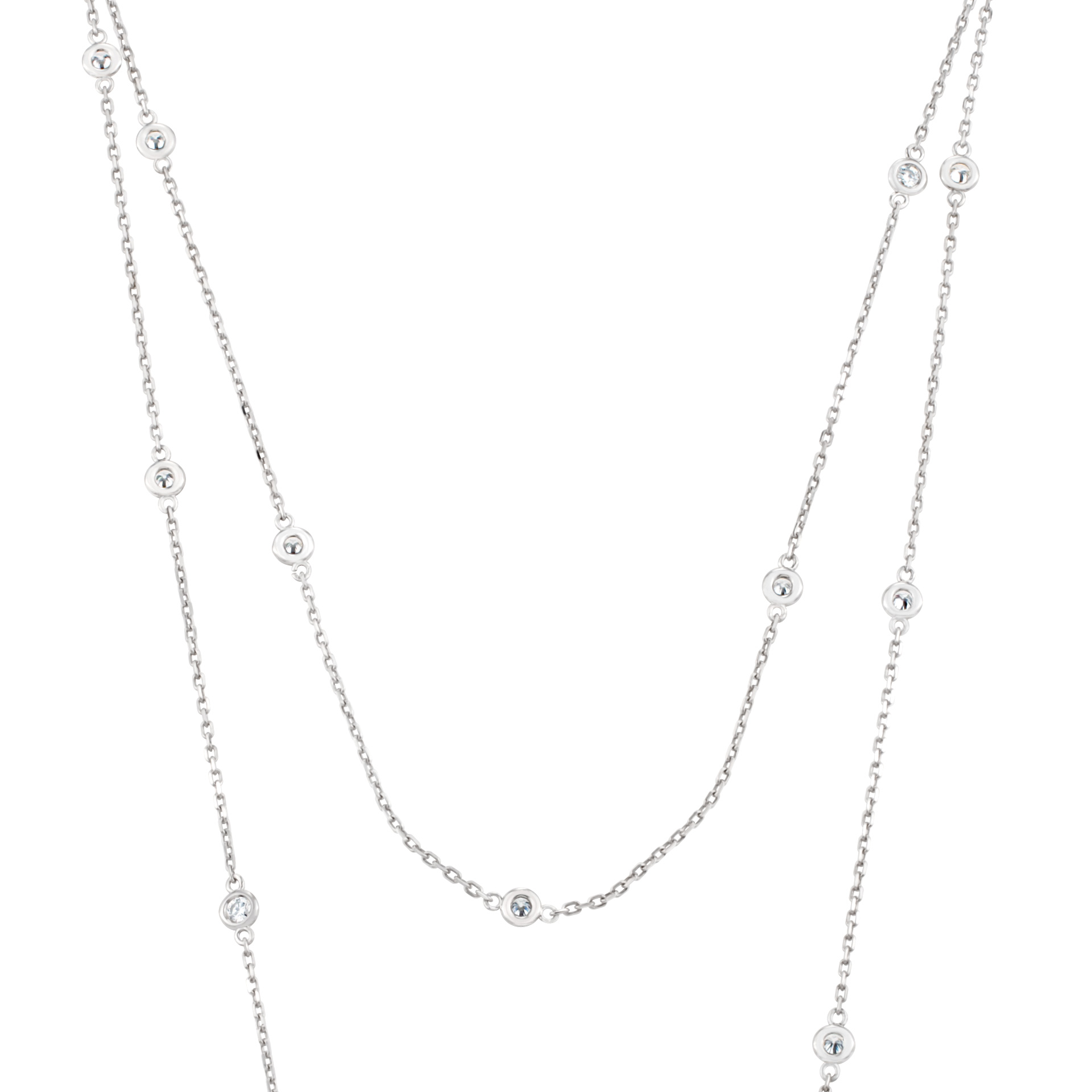 14K White gold necklace with the diamonds by the yard image 2