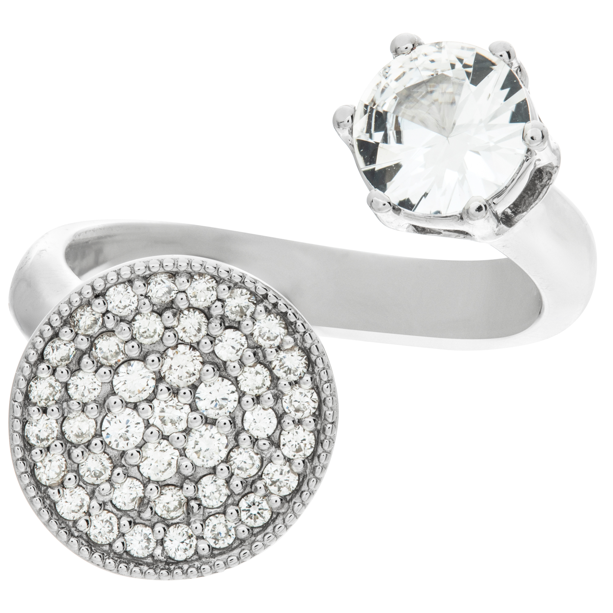 Pave Diamond and white sapphire ring set in 18k white gold. Size 5.75 image 2