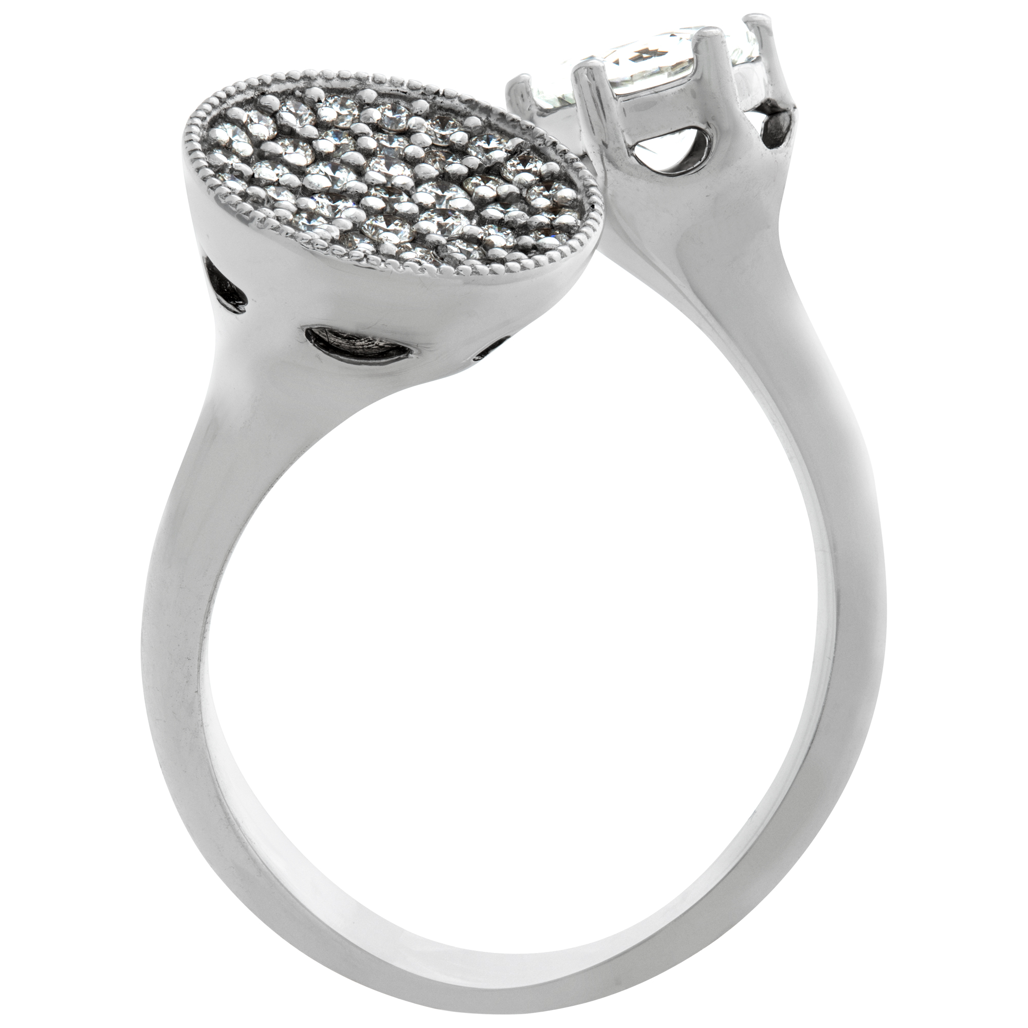 Pave Diamond and white sapphire ring set in 18k white gold. Size 5.75 image 4