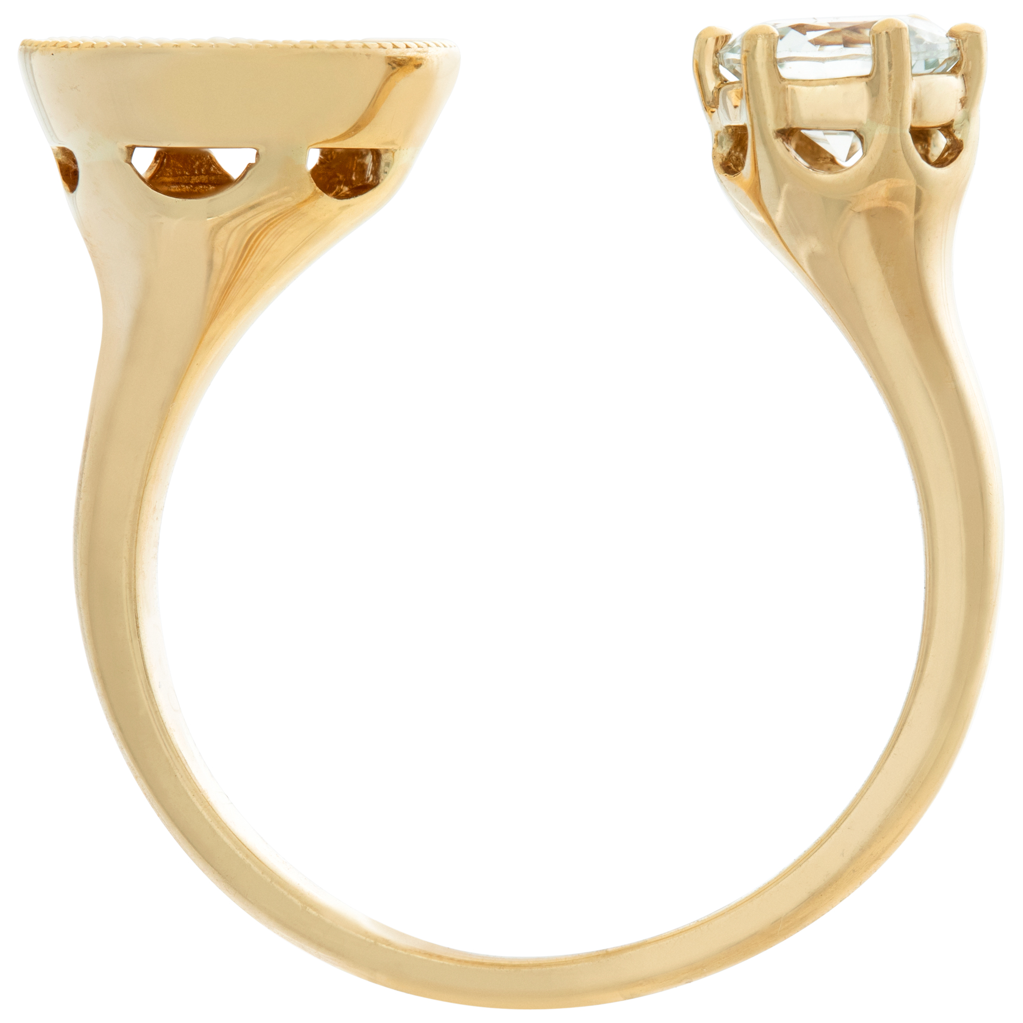 Open ring with white sapphire and diamonds set in 18k gold. 0.29 carats in dia's image 4