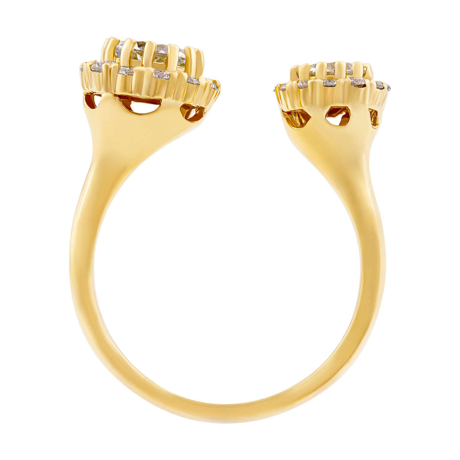 Ladies open ring with double halo in 18k gold image 2