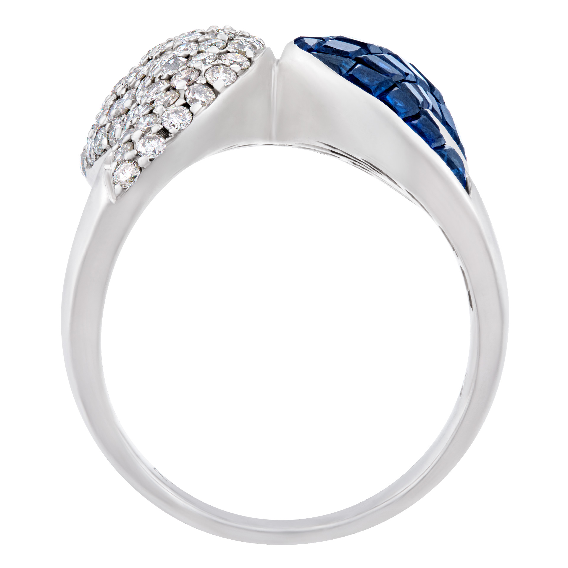 ladies sapphire and diamond ring set in 18k white gold image 2
