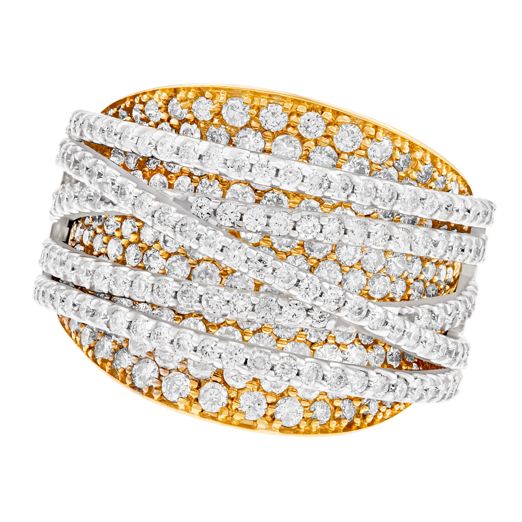 Pave diamond ring in 18k yellow & white gold image 1
