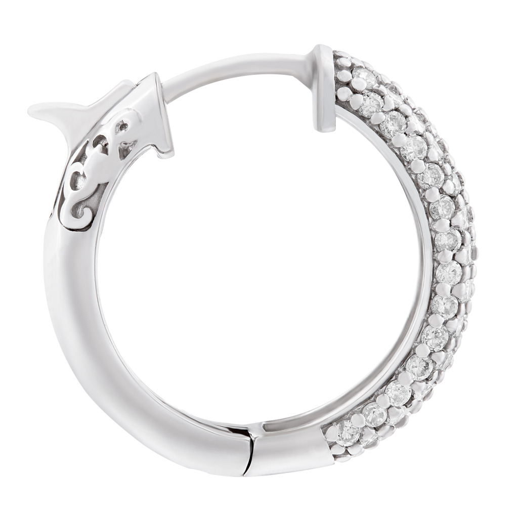 Adorable diamond huggie earrings in 18k white gold w/ 1.33 cts in diamonds. image 3