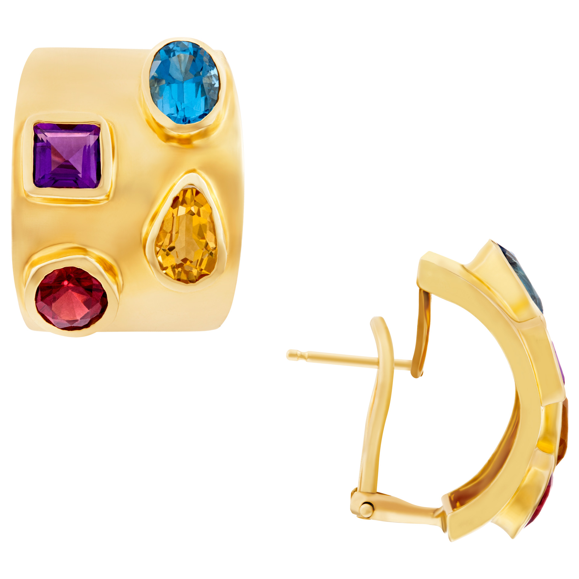 Semi-precious stone 14k gold clip-on earrings image 2