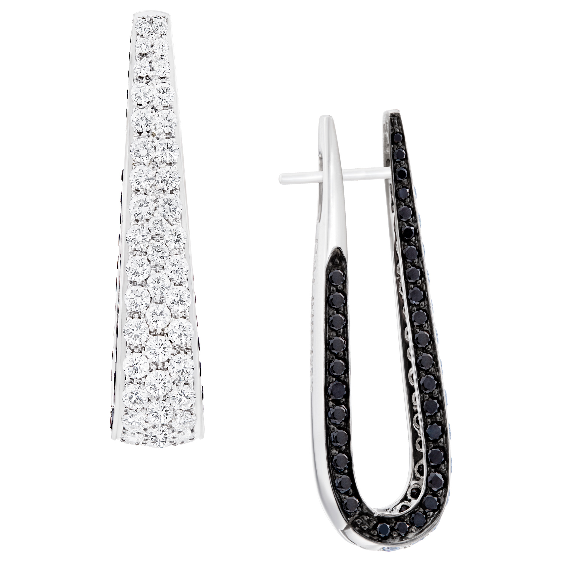 Glittering white and black diamonds earrings image 2