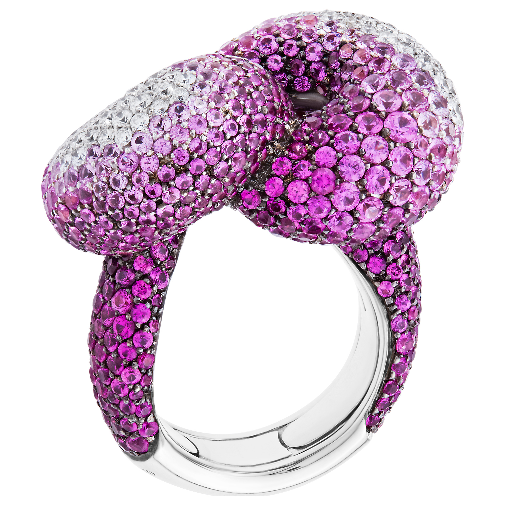 Gorgeous Palmiero J.D. "two hearts locked" pave diamond ring in 18k. image 2