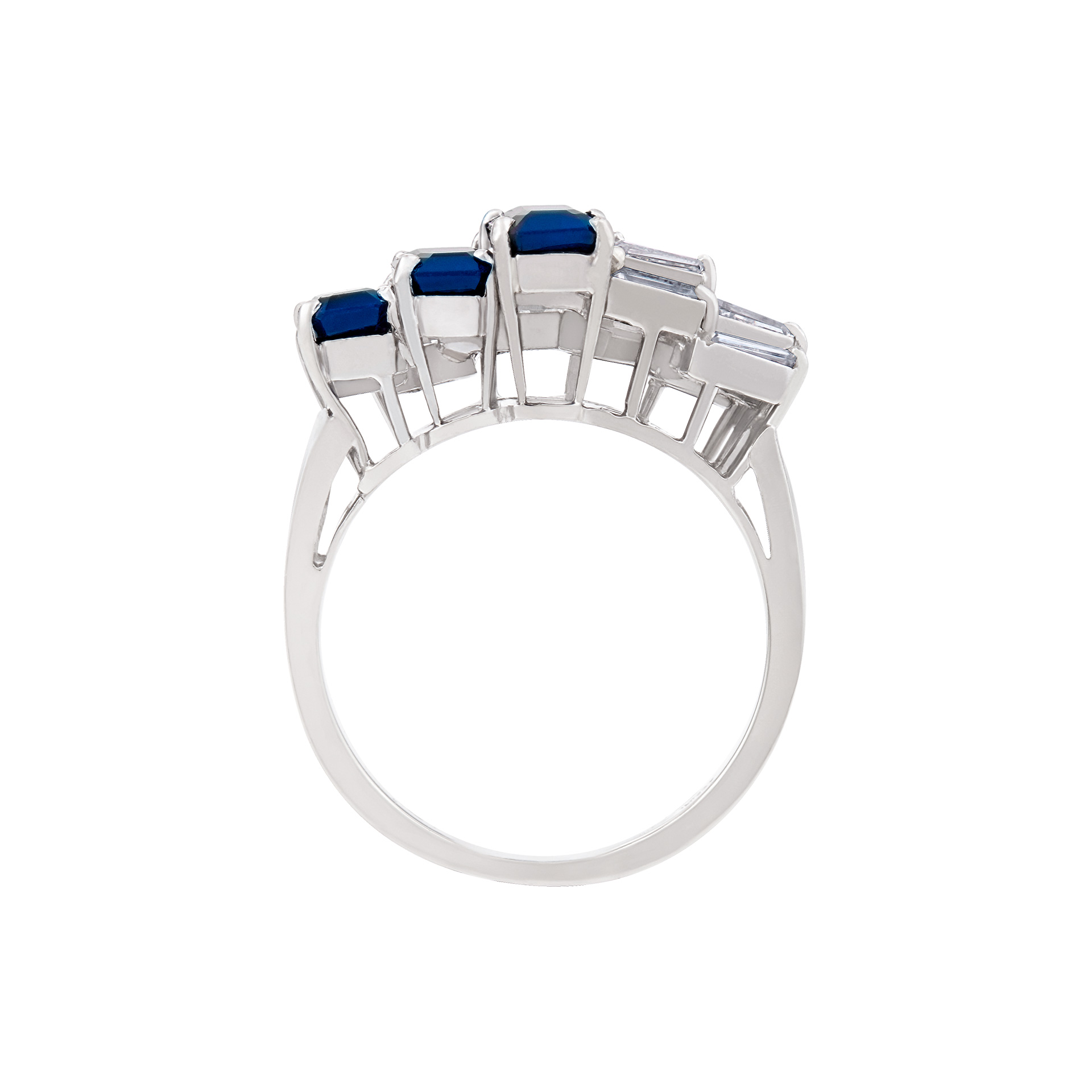 Diamond and sapphire ring in 18k white gold. 1.50 carats in diamonds. Size 5 image 2