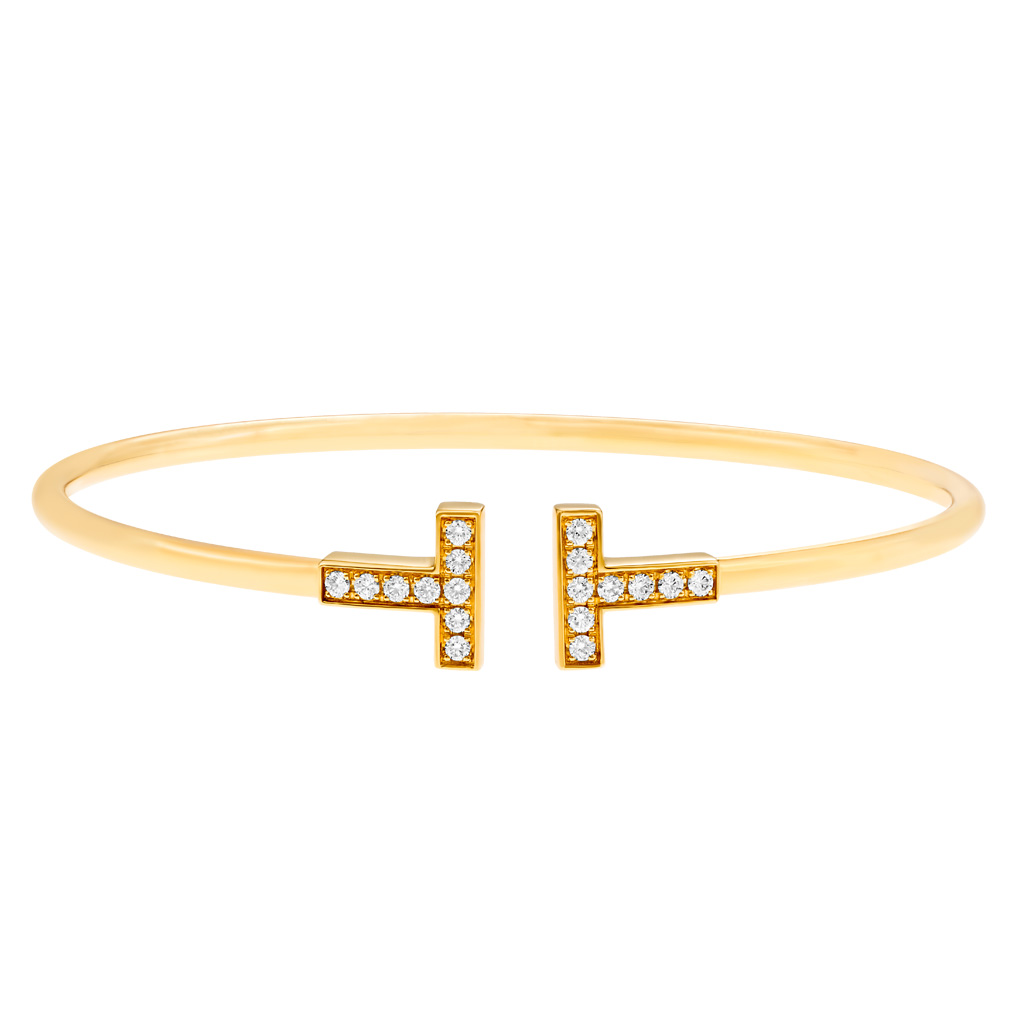 Tiffany & Co T bangle with diamonds in 18k image 1
