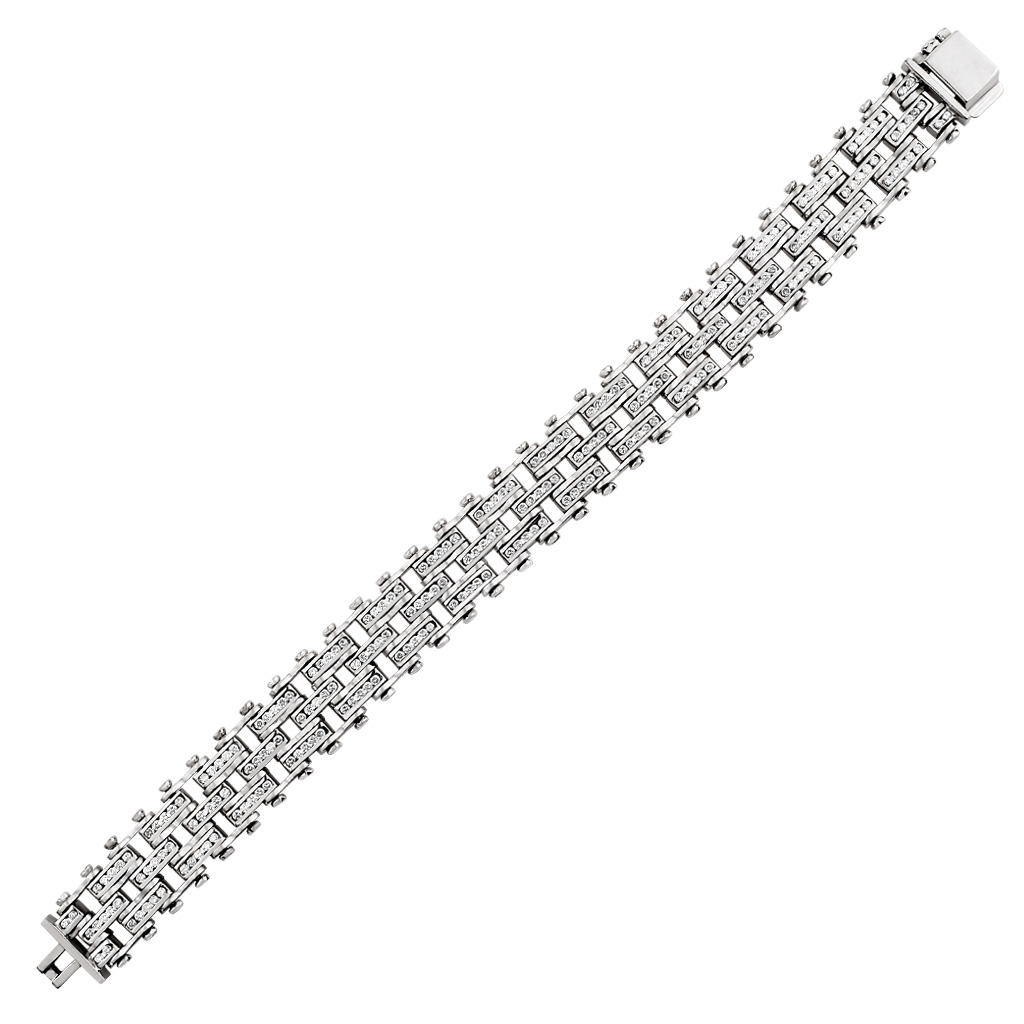 Mechanical link 14k white gold bracelet, 4.75 carats in diamonds image 2