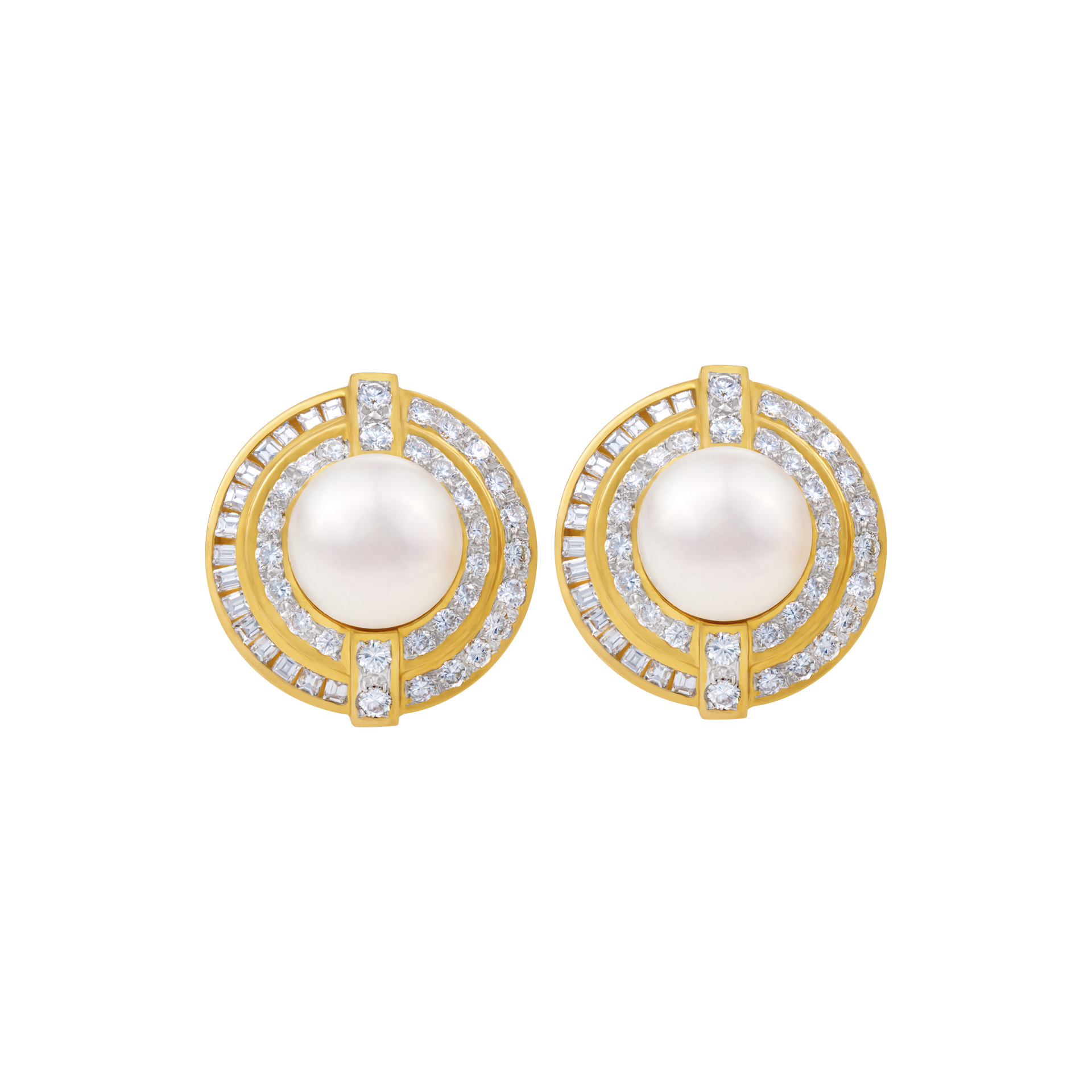 Pearl earrings with diamonds image 2
