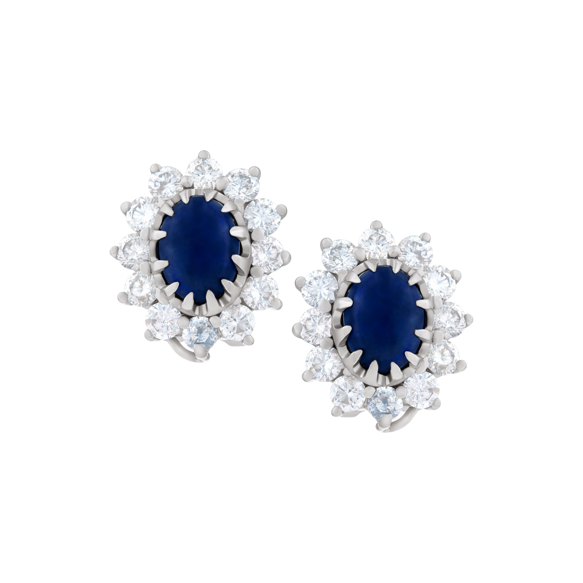 Diamond and Cabochon Sapphire earrings in 18k white gold image 2