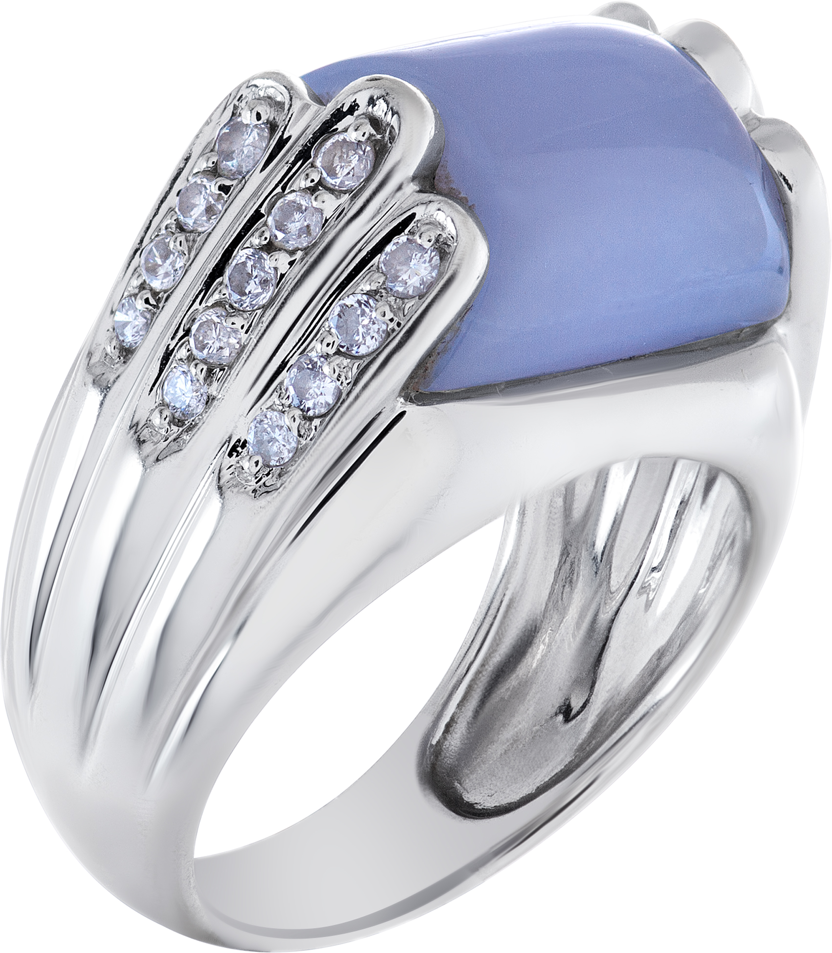 Purple chalcedony and diamond ring in 18k white gold image 3