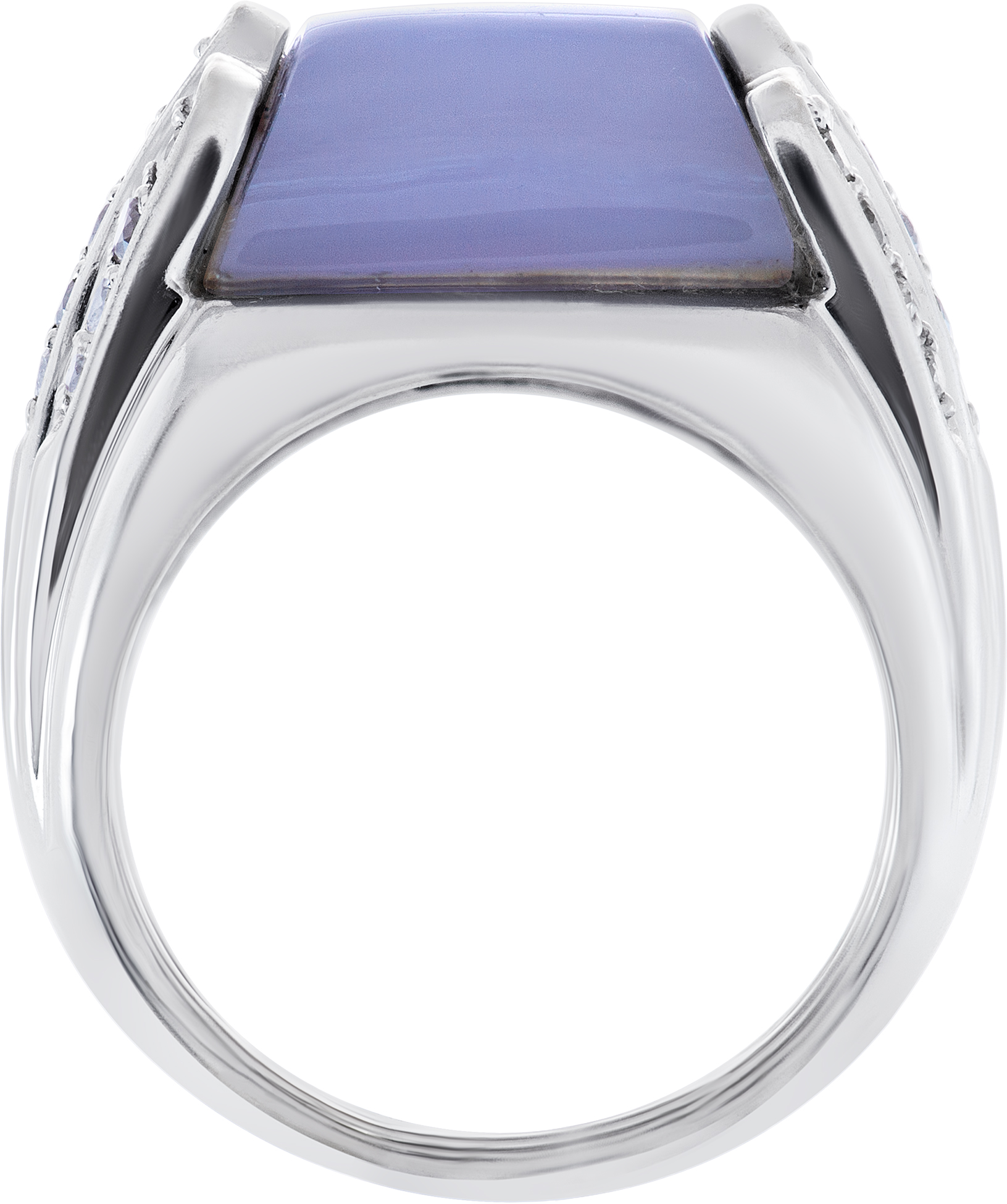 Purple chalcedony and diamond ring in 18k white gold image 4