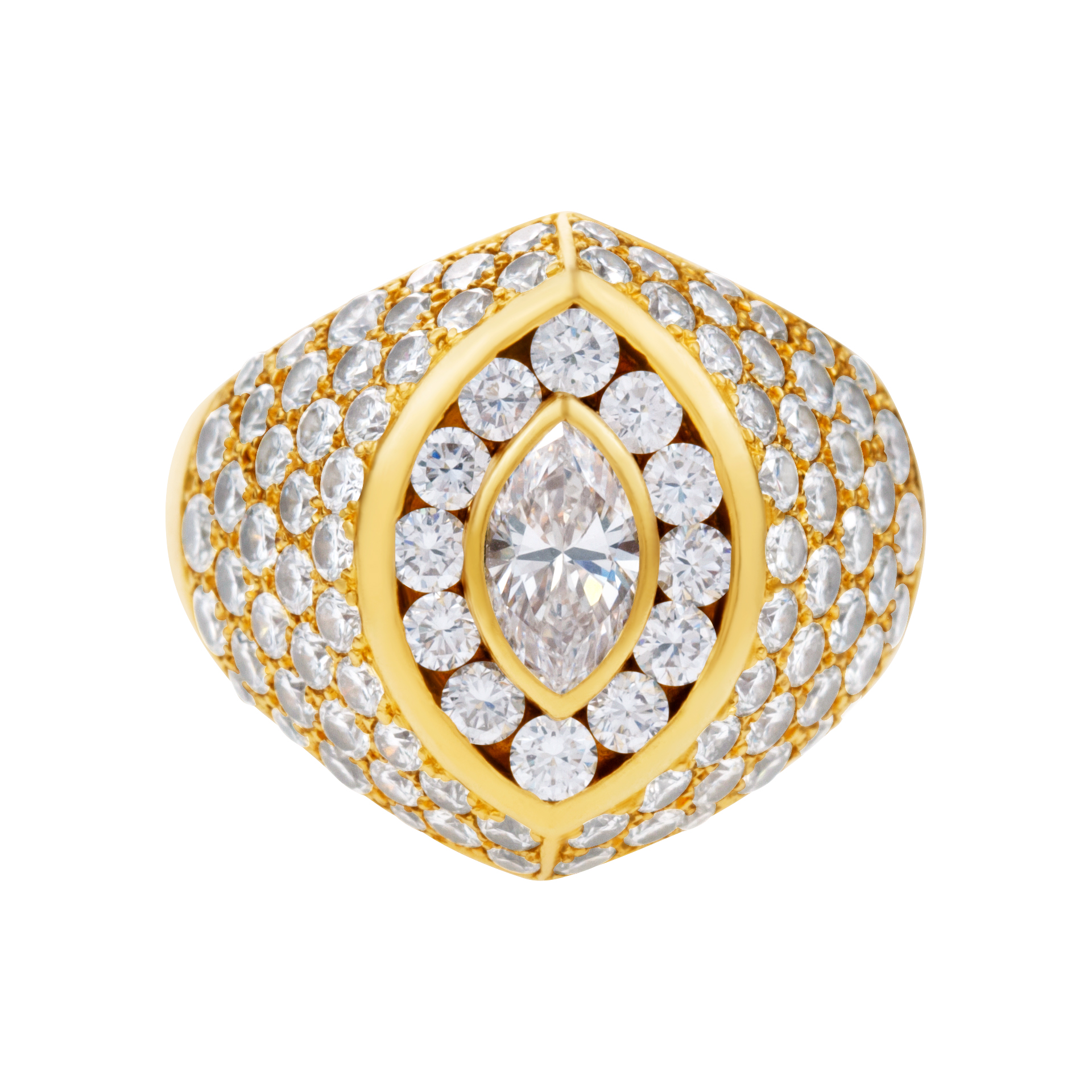 Kutchinsky 18K yellow gold diamond ring, total diamonds weight approx. 4.00 carats. All diamonds estimate E-F color, VVS clarity. image 2