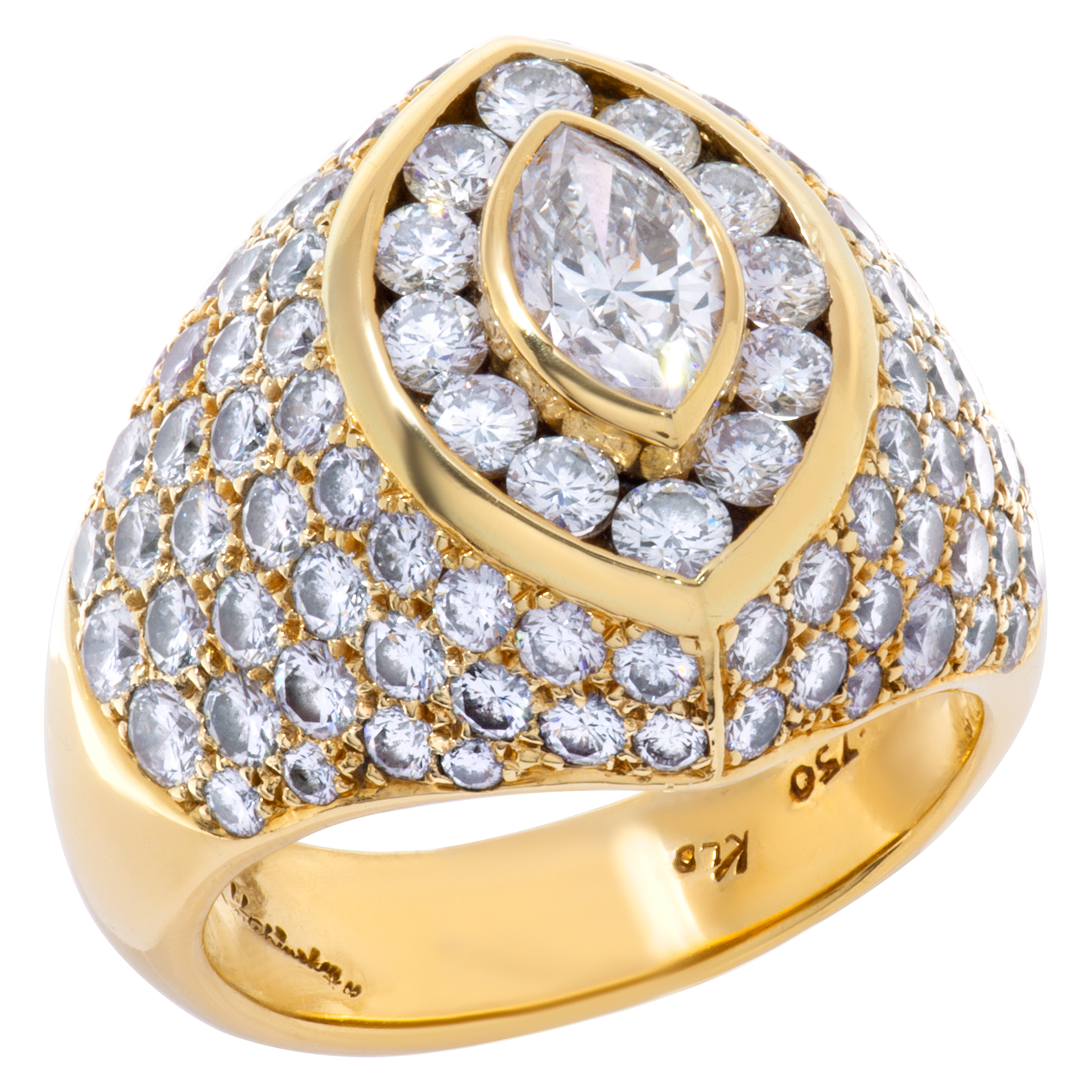 Kutchinsky 18K yellow gold diamond ring, total diamonds weight approx. 4.00 carats. All diamonds estimate E-F color, VVS clarity. image 3