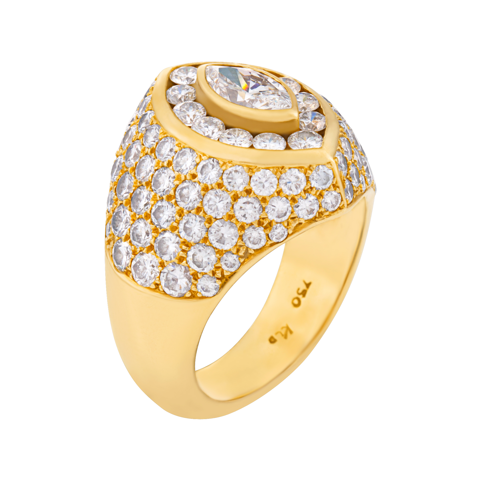 Kutchinsky 18K yellow gold diamond ring, total diamonds weight approx. 4.00 carats. All diamonds estimate E-F color, VVS clarity. image 4