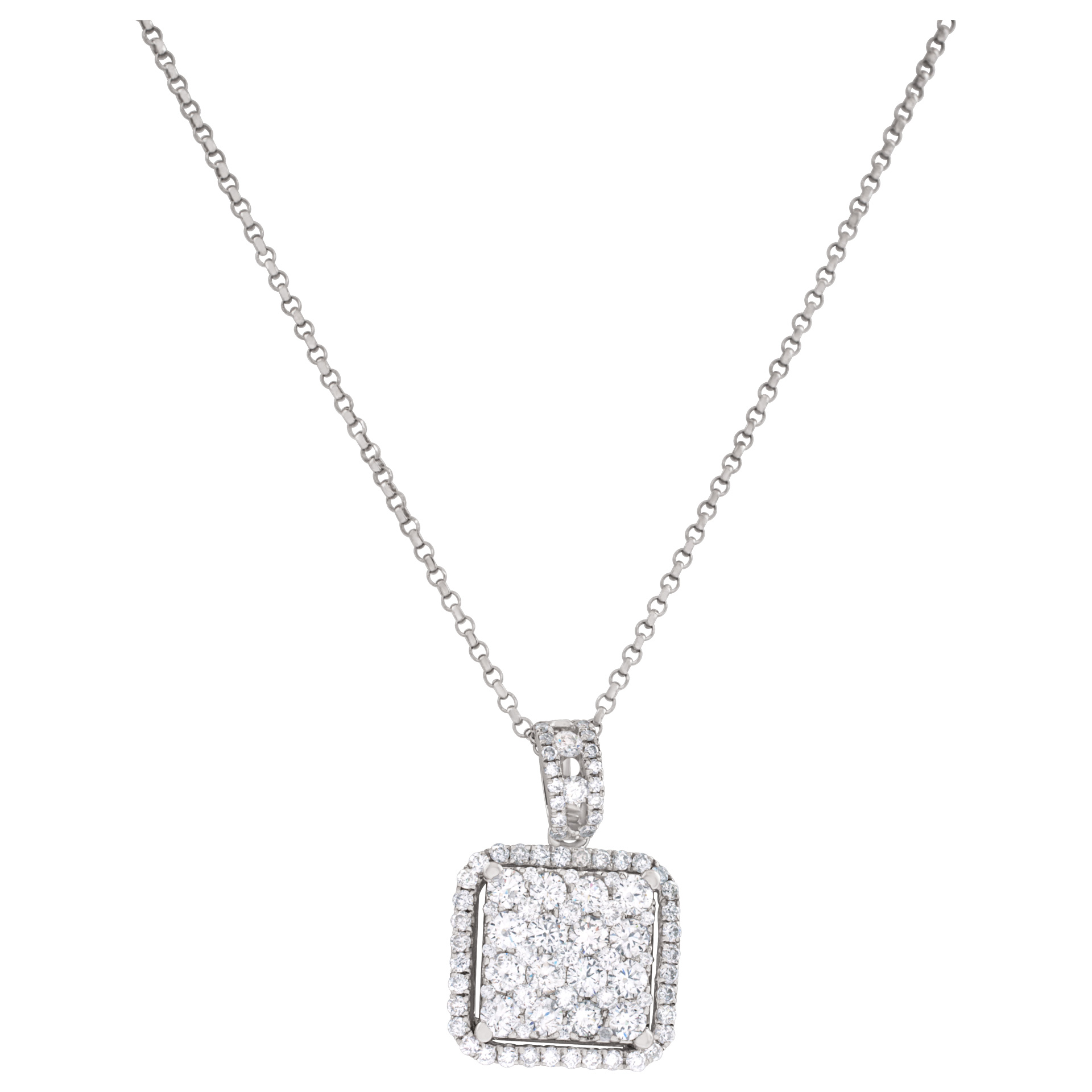 Diamond pendant on 18k white gold chain.  1.43 carats in diamonds image 1