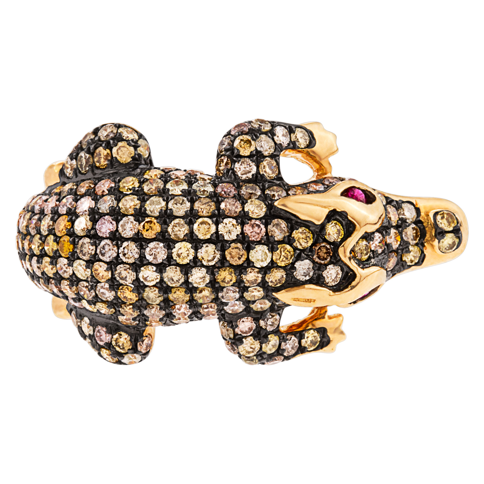 18K pink gold ring with crocodile/alligator detail image 2