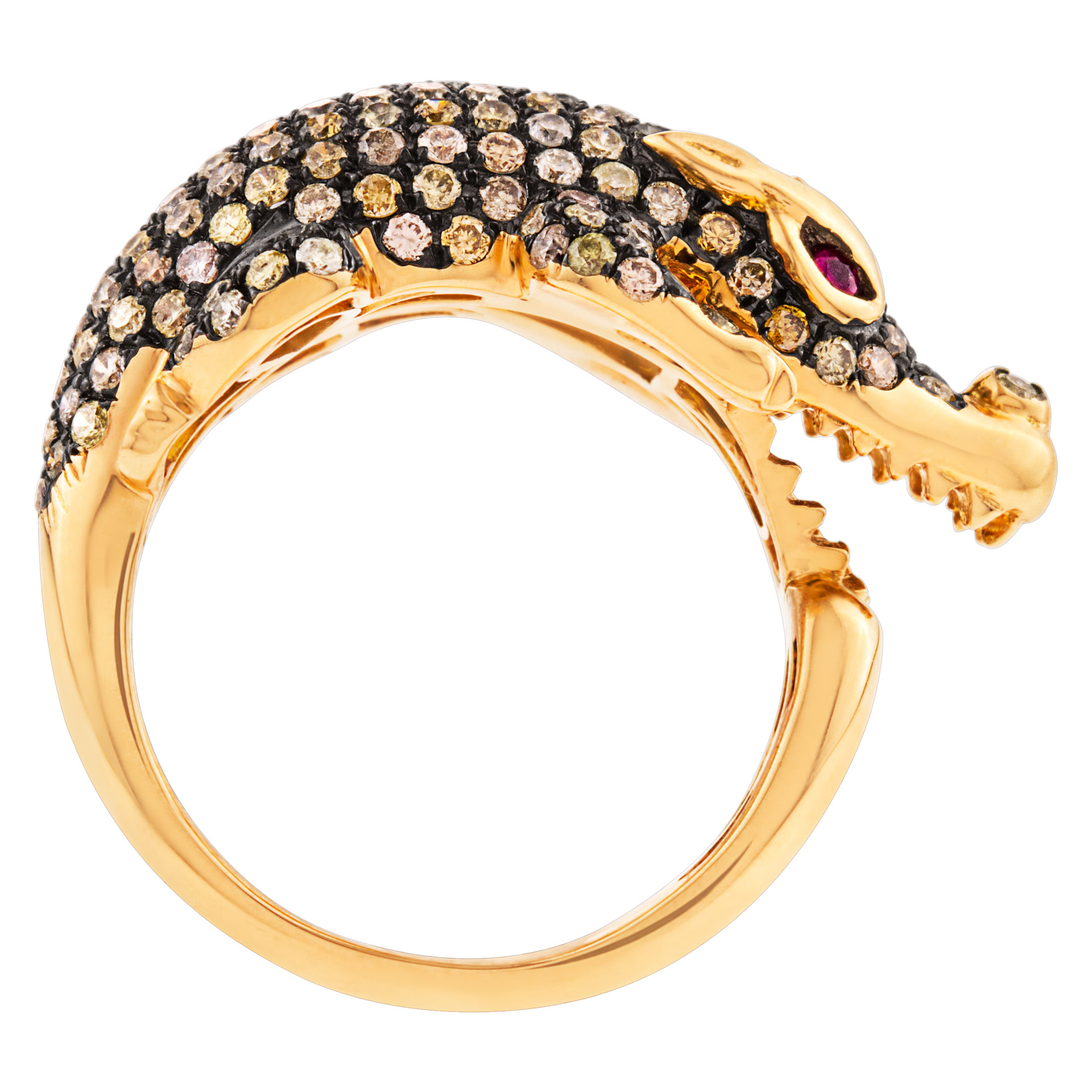18K pink gold ring with crocodile/alligator detail image 3