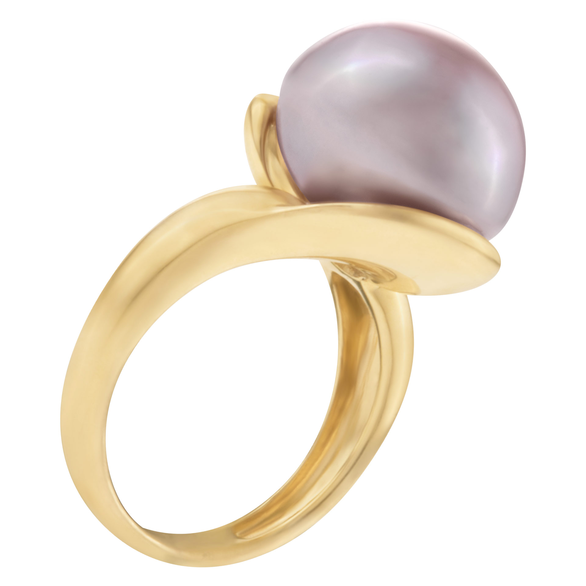14k yellow gold ring with mauve pearl. Size 7 image 2