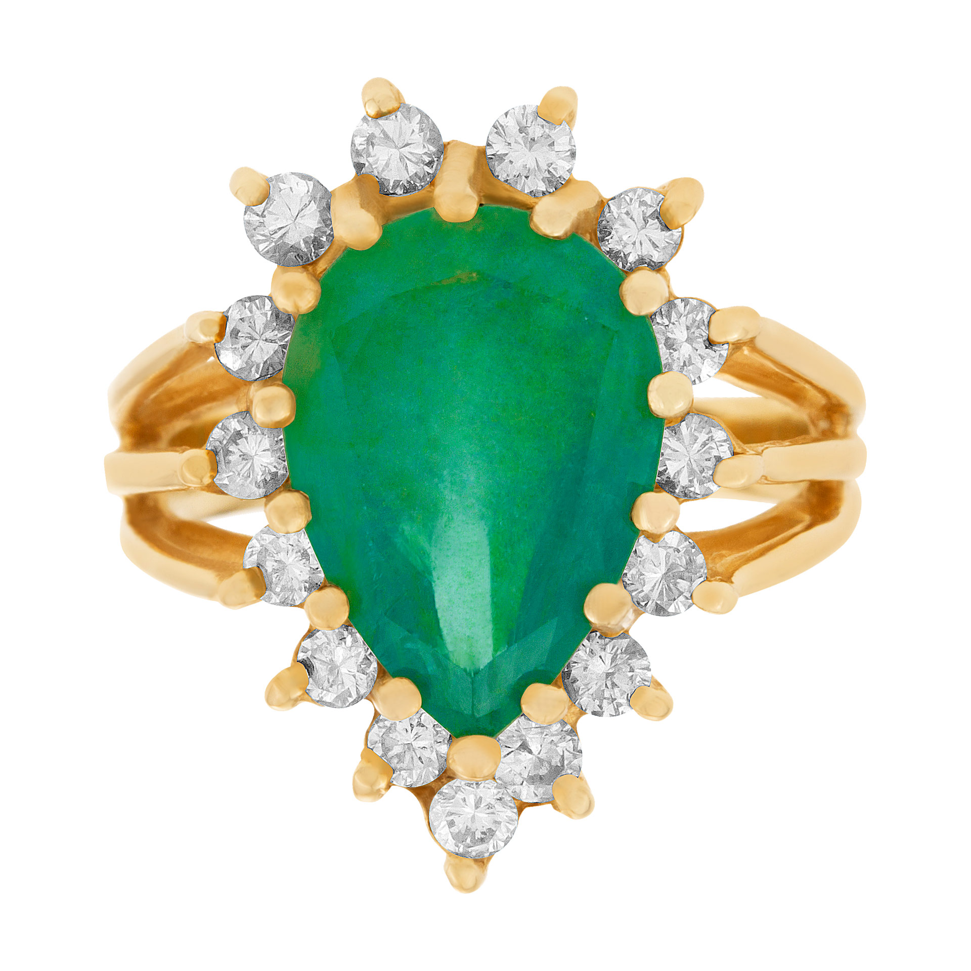 14k Yellow Gold Emerald And Diamond Ring image 1
