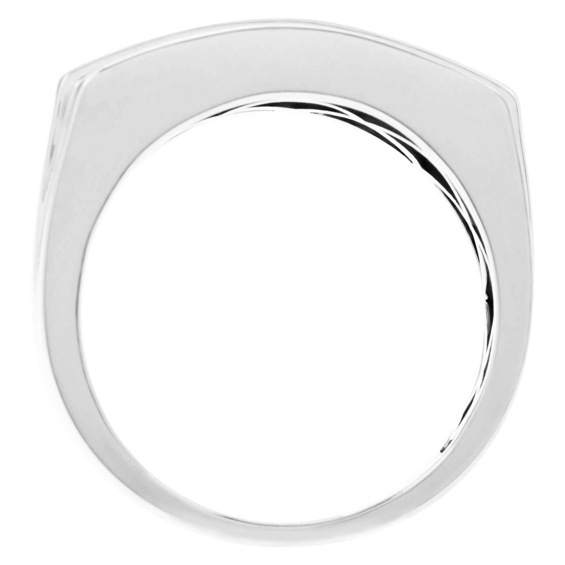 Three-row diamond ring in 14K white gold image 3