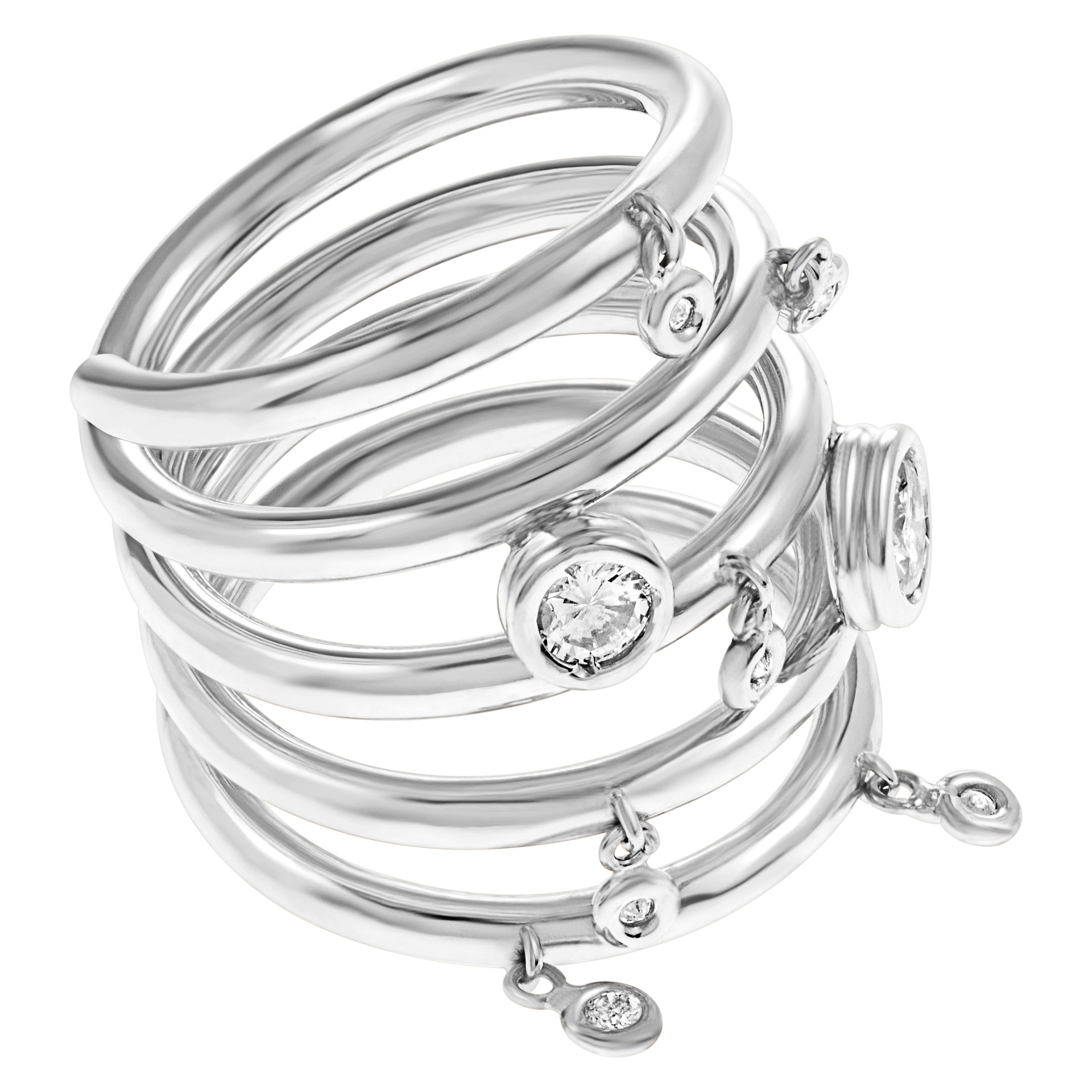 Diamond spiral ring in 18K white gold image 2