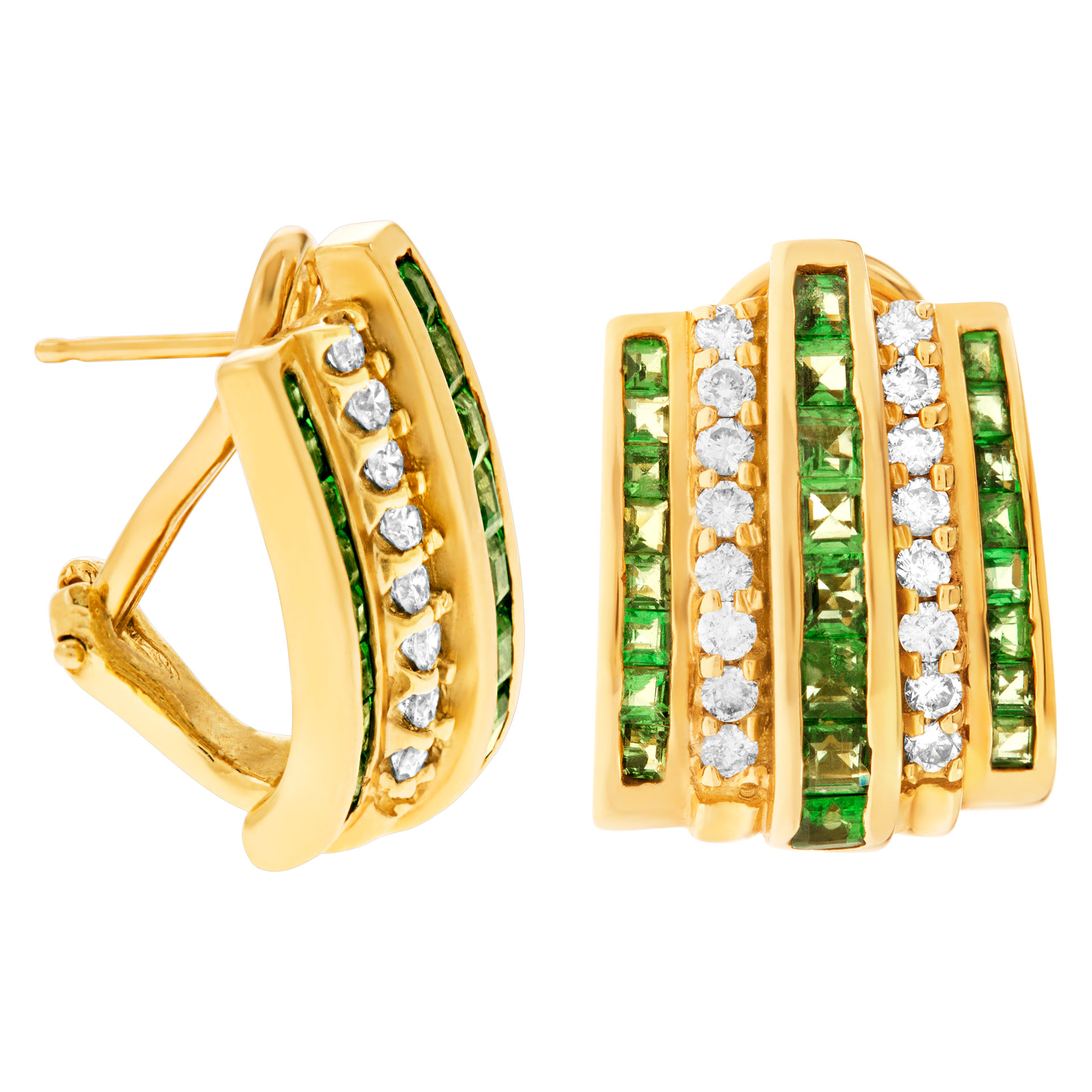 Tsavorite & diamond bracelet & earring set in 14k image 3