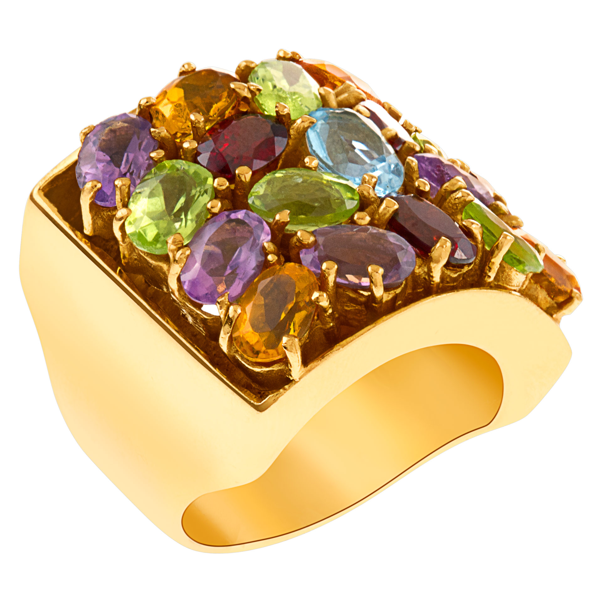 Ring with amethysts, tsavorites, garnets, and citrines in 18k gold image 2