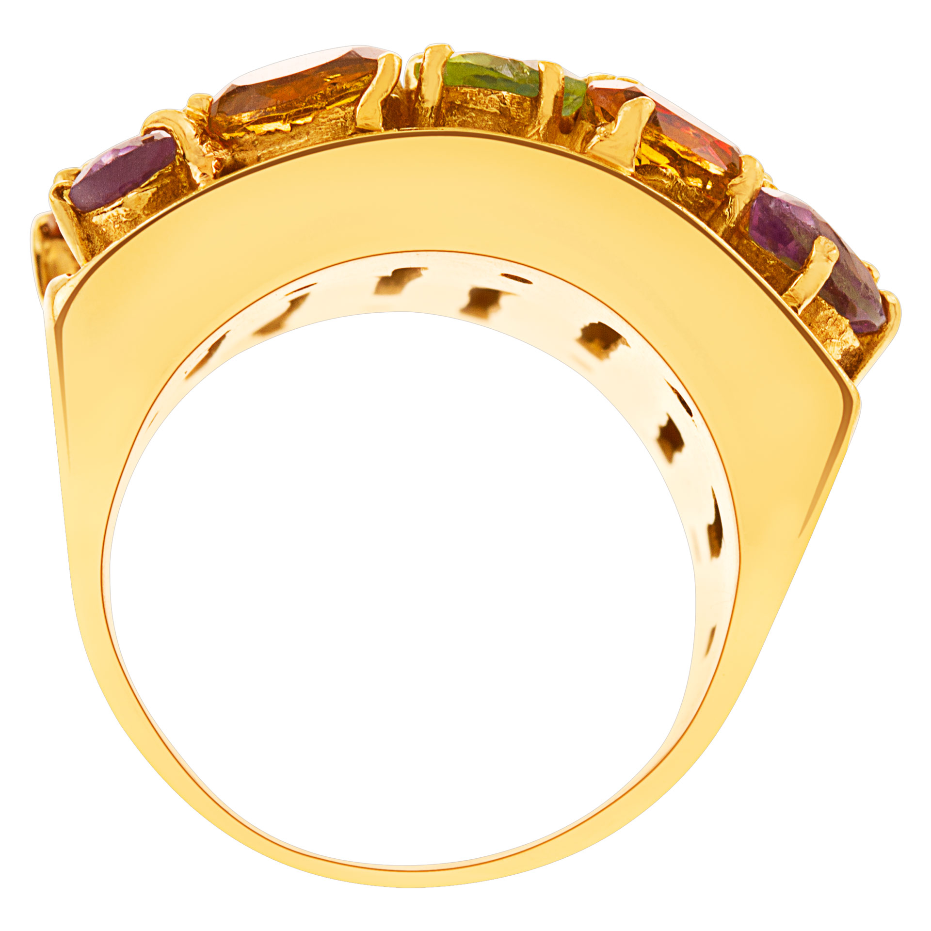 Ring with amethysts, tsavorites, garnets, and citrines in 18k gold image 3