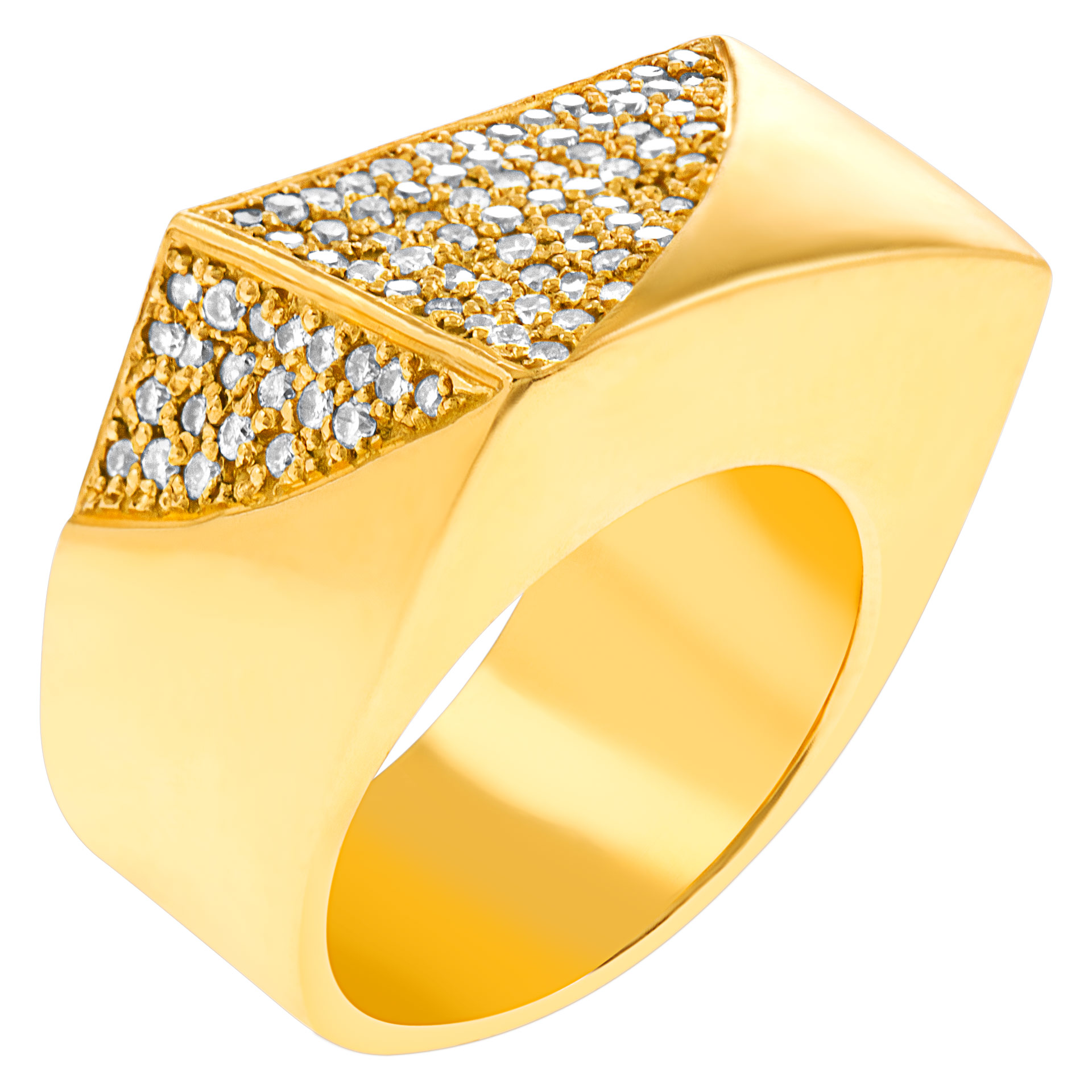 18K yellow gold & diamond pave ring image 2