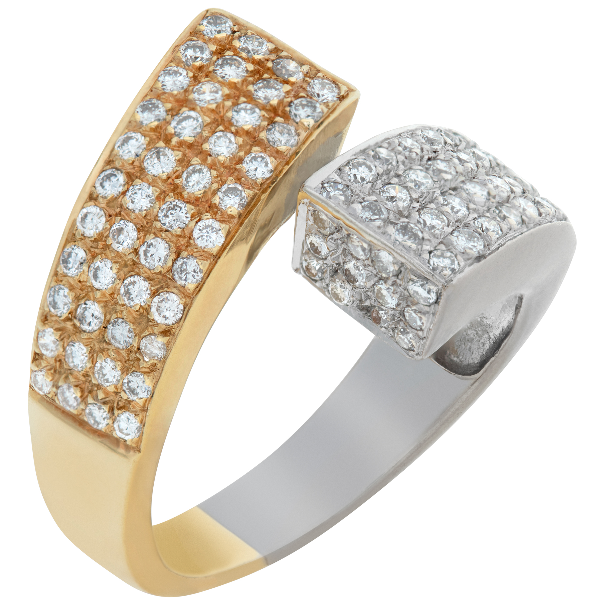 Sparkling diamond ring in 18k white & yellow gold. 1.40cts in diamonds. Size.6 image 3