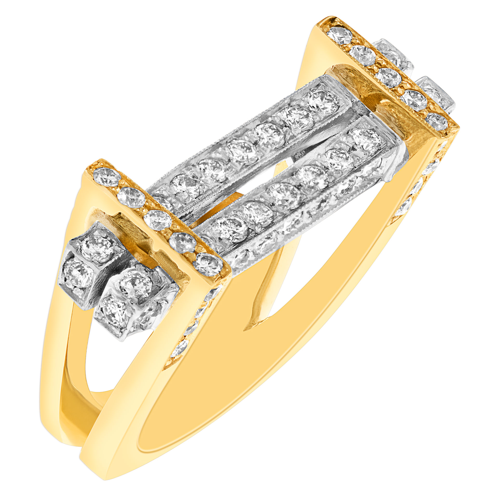 Diamond ring in 14k white and yellow gold image 2