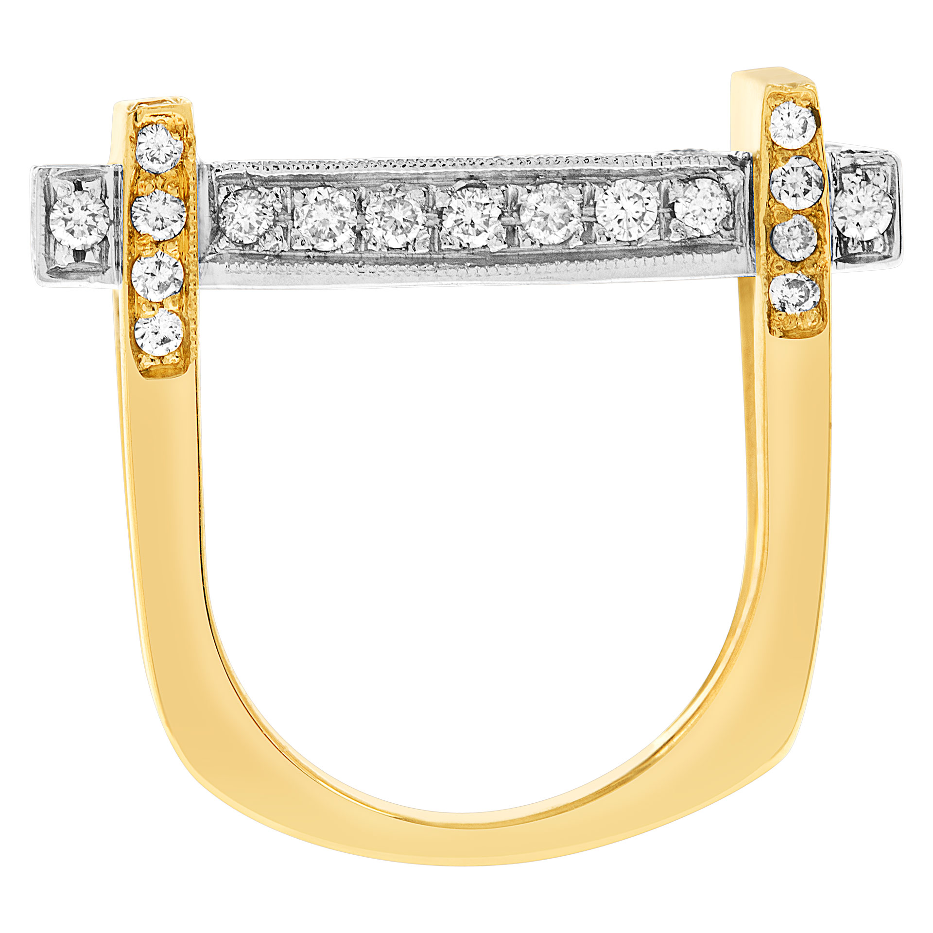 Diamond ring in 14k white and yellow gold image 3