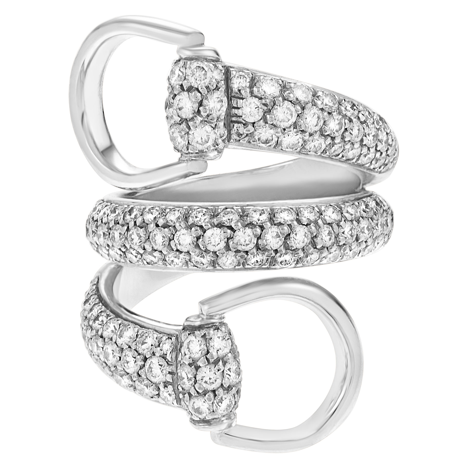 Gucci Horsebit diamond ring in 18k white gold. 1.98 carats. Size 6 image 1