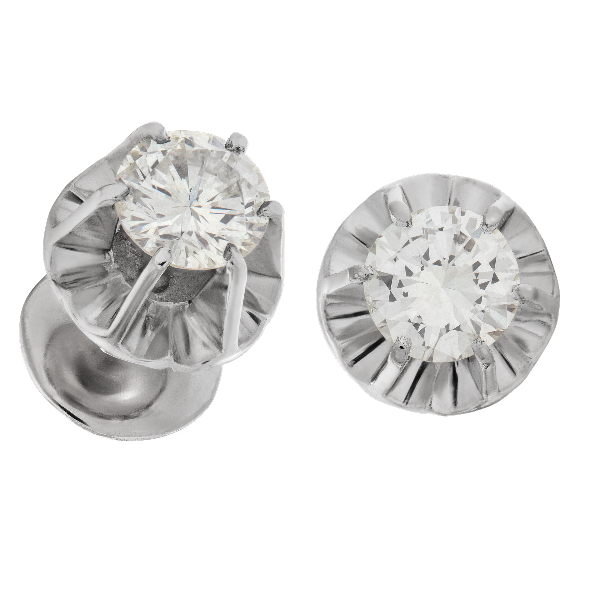 Shiny and sweet Diamond studs. 0.90 carats (J color, SI1 clarity) set in platinum image 2