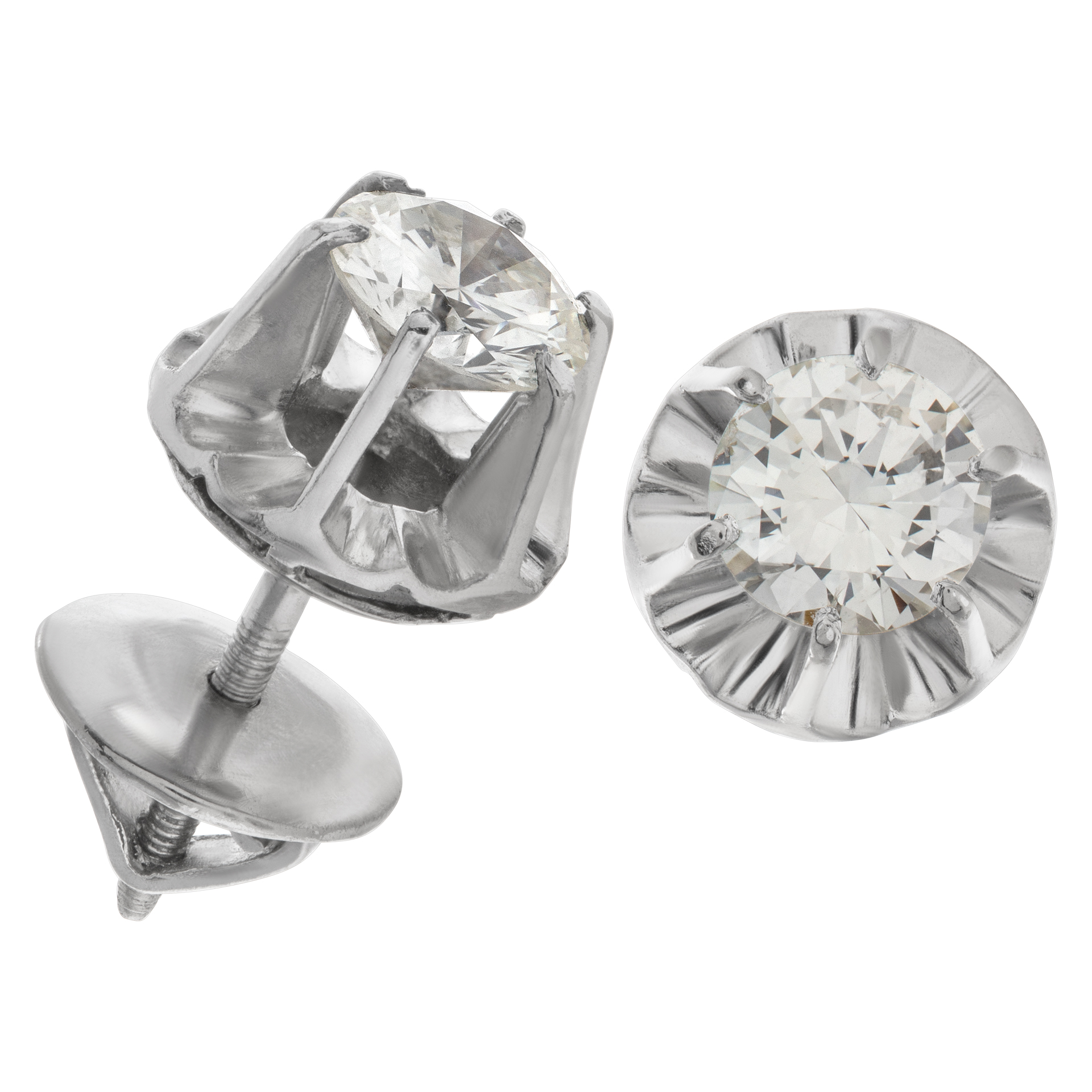 Shiny and sweet Diamond studs. 0.90 carats (J color, SI1 clarity) set in platinum image 3