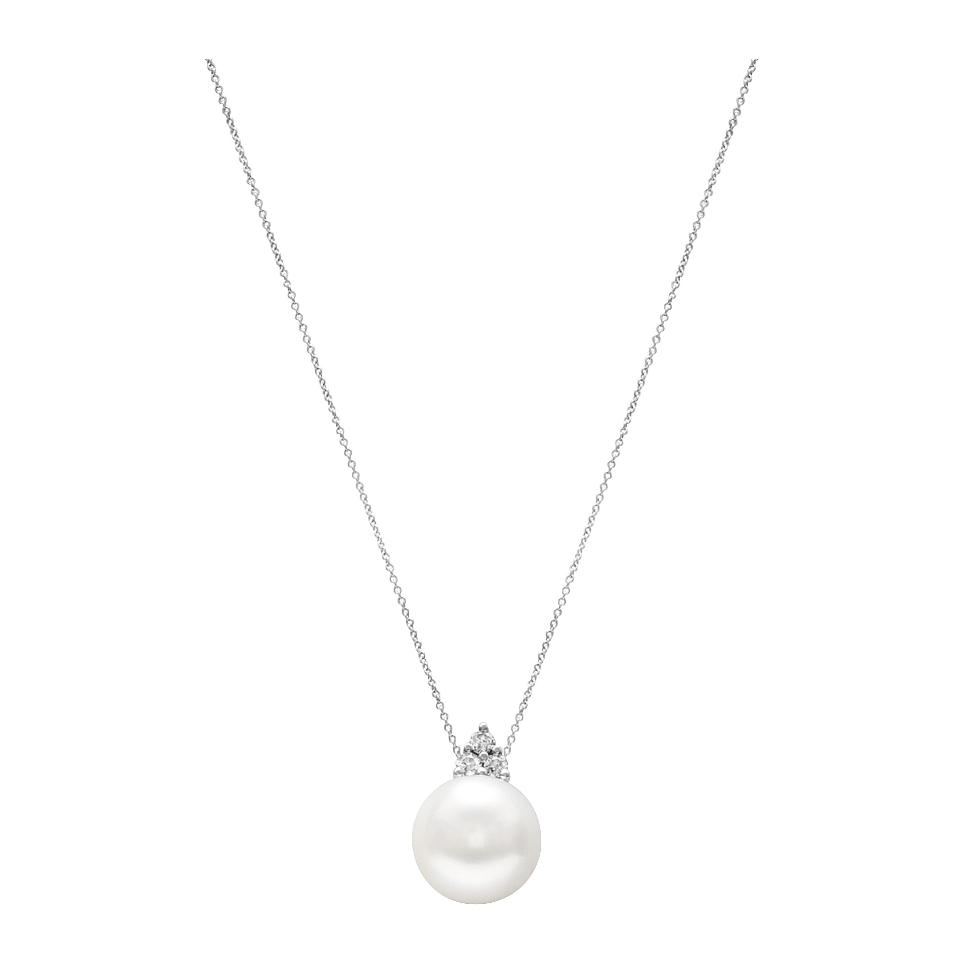South Sea pearl pendant necklace with diamond accents. image 2