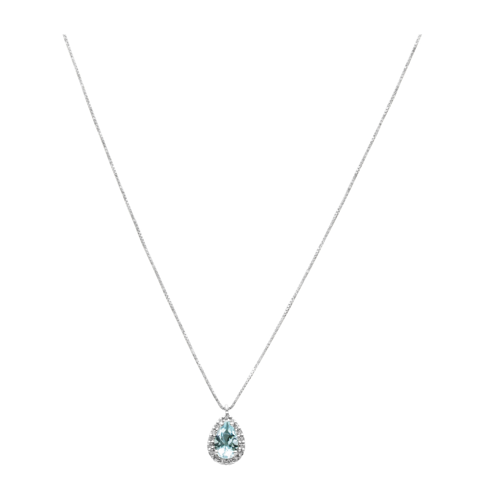 Aquamarine cute little pendant with 0.13 cts in diamonds in 18k white gold image 2