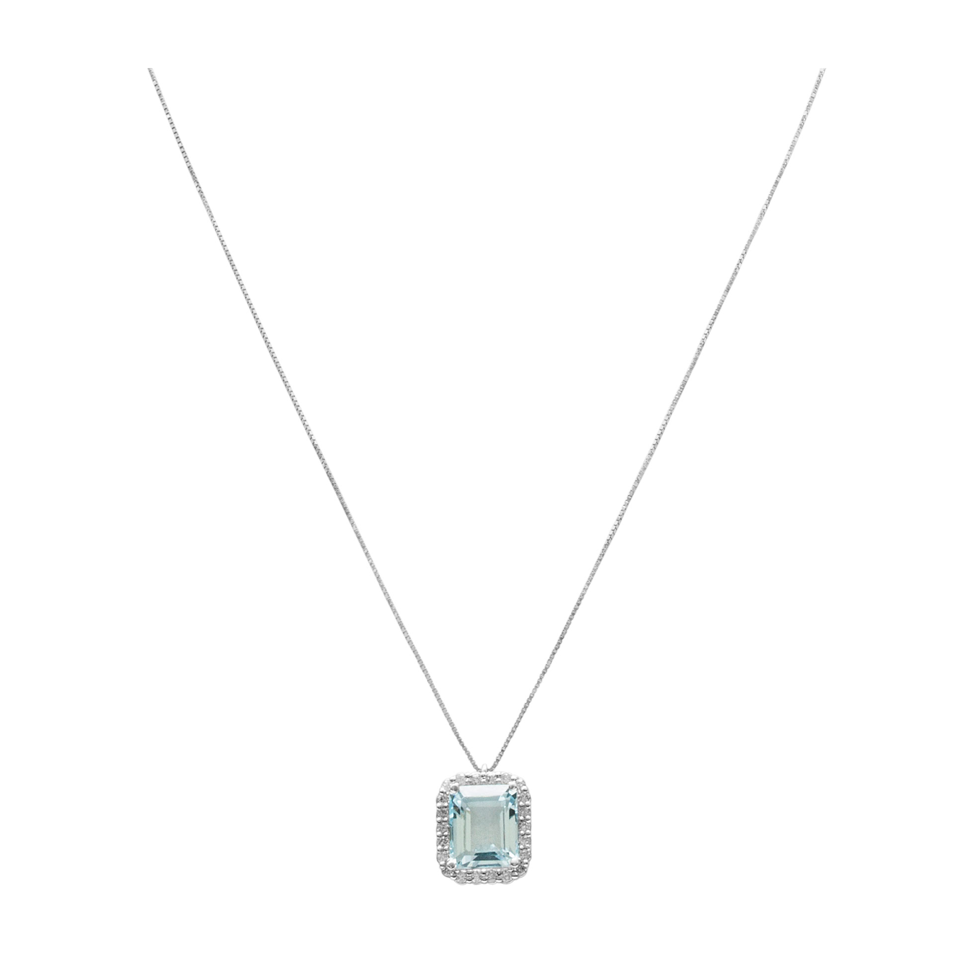 Aquamarine pendant with diamond accents 0.33 cts in 18k w/g image 2