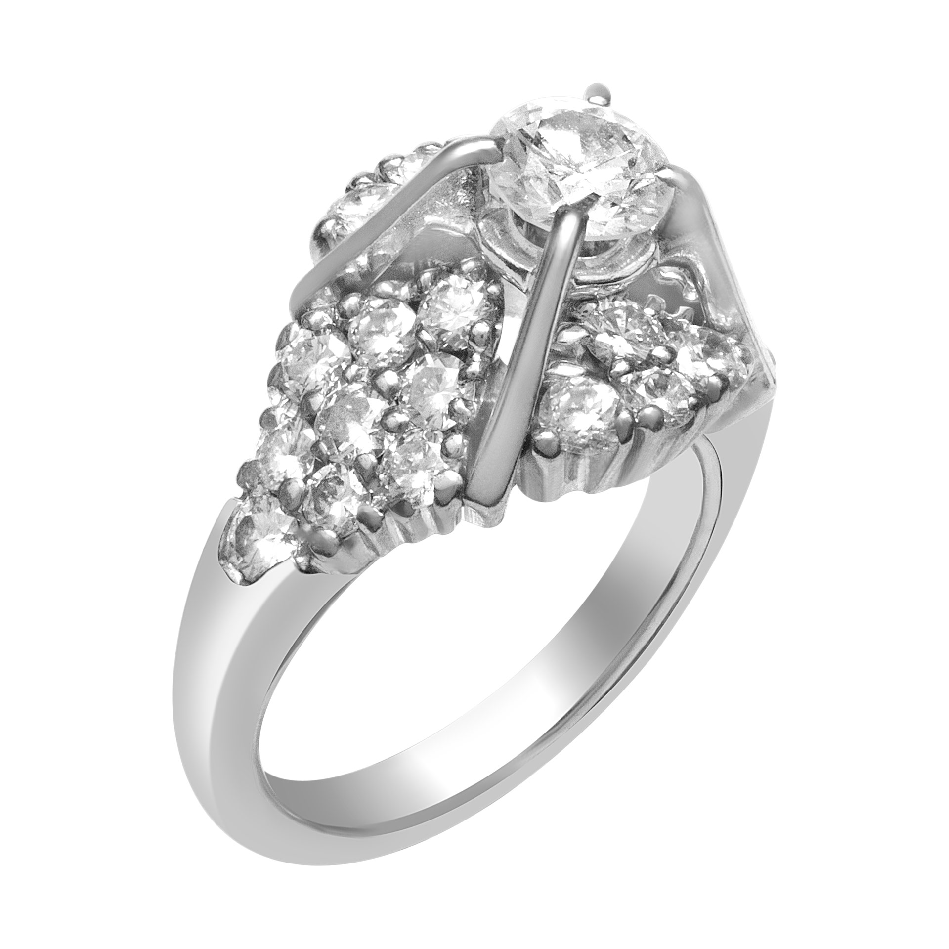 Vintage geometric diamond ring 1.00 carat in diamonds set in platinum. image 2