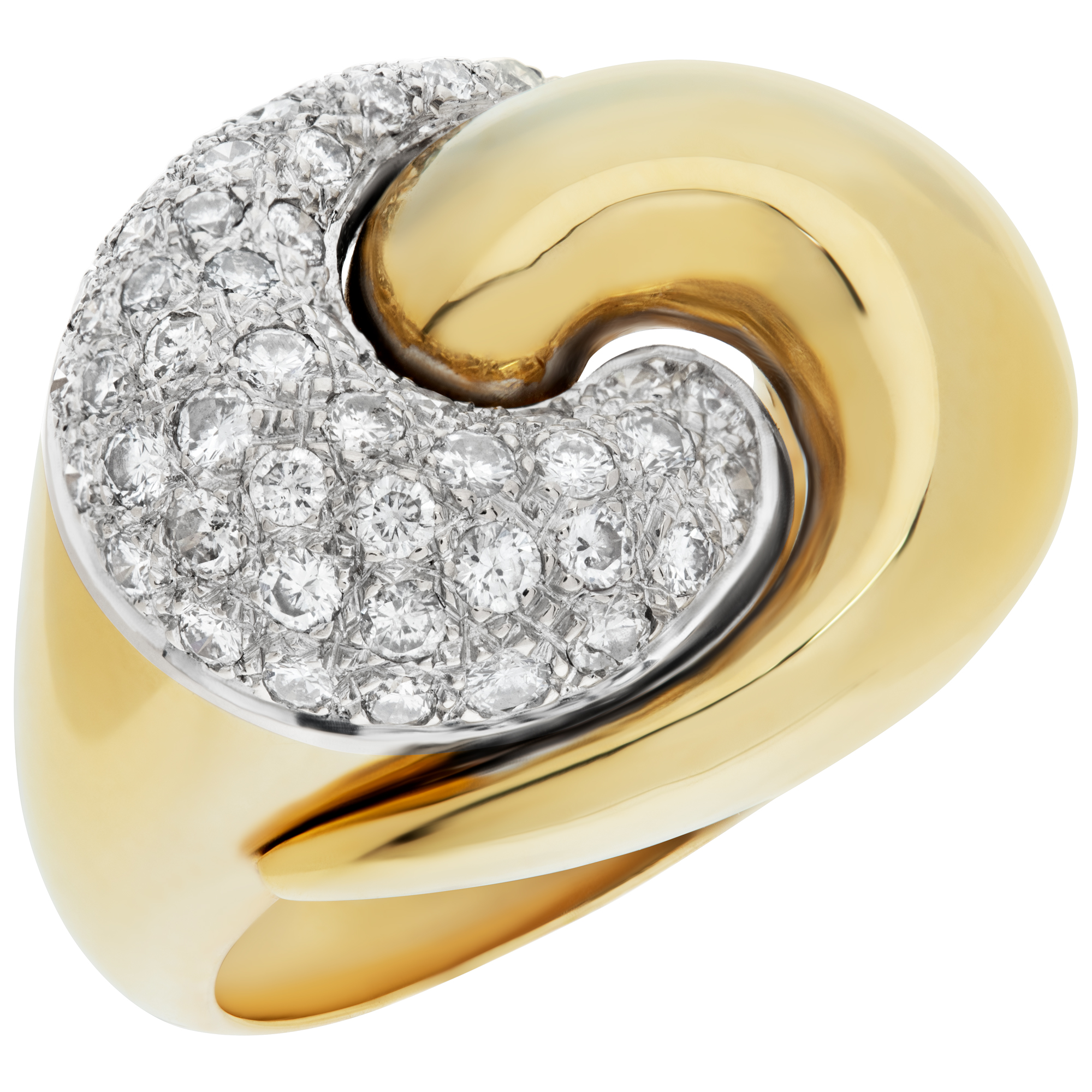Pave diamond ring in 18k yellow gold with approximately 1.00 carat round brilliant cut diamonds. image 3