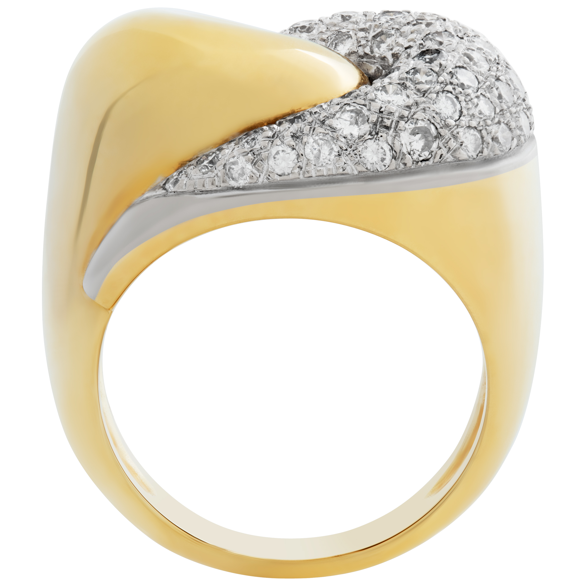 Pave diamond ring in 18k yellow gold with approximately 1.00 carat round brilliant cut diamonds. image 4