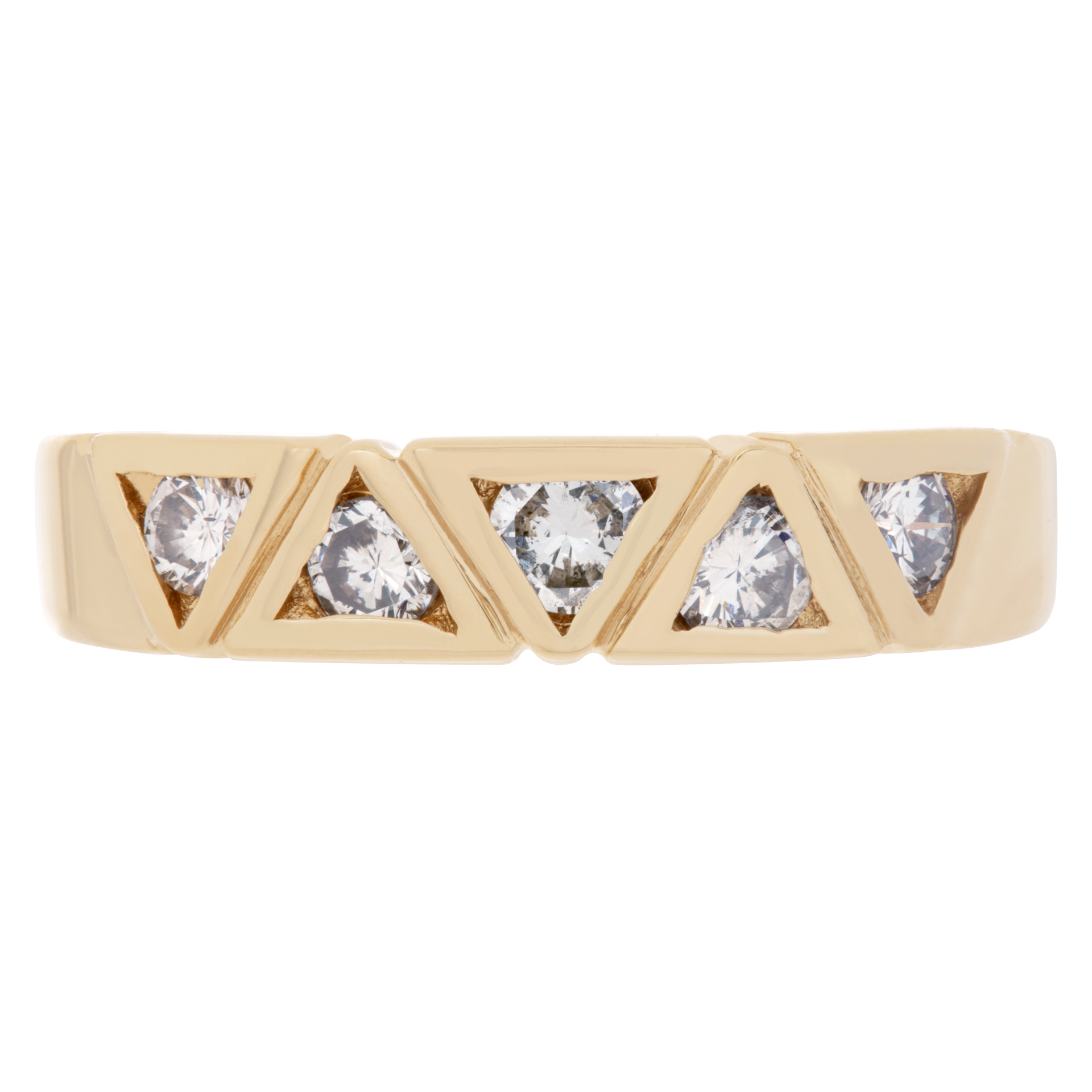 Ring Of Diamond Triangles. 0.50 Carats Set In 14k yellow Gold. Size 7.5 image 2