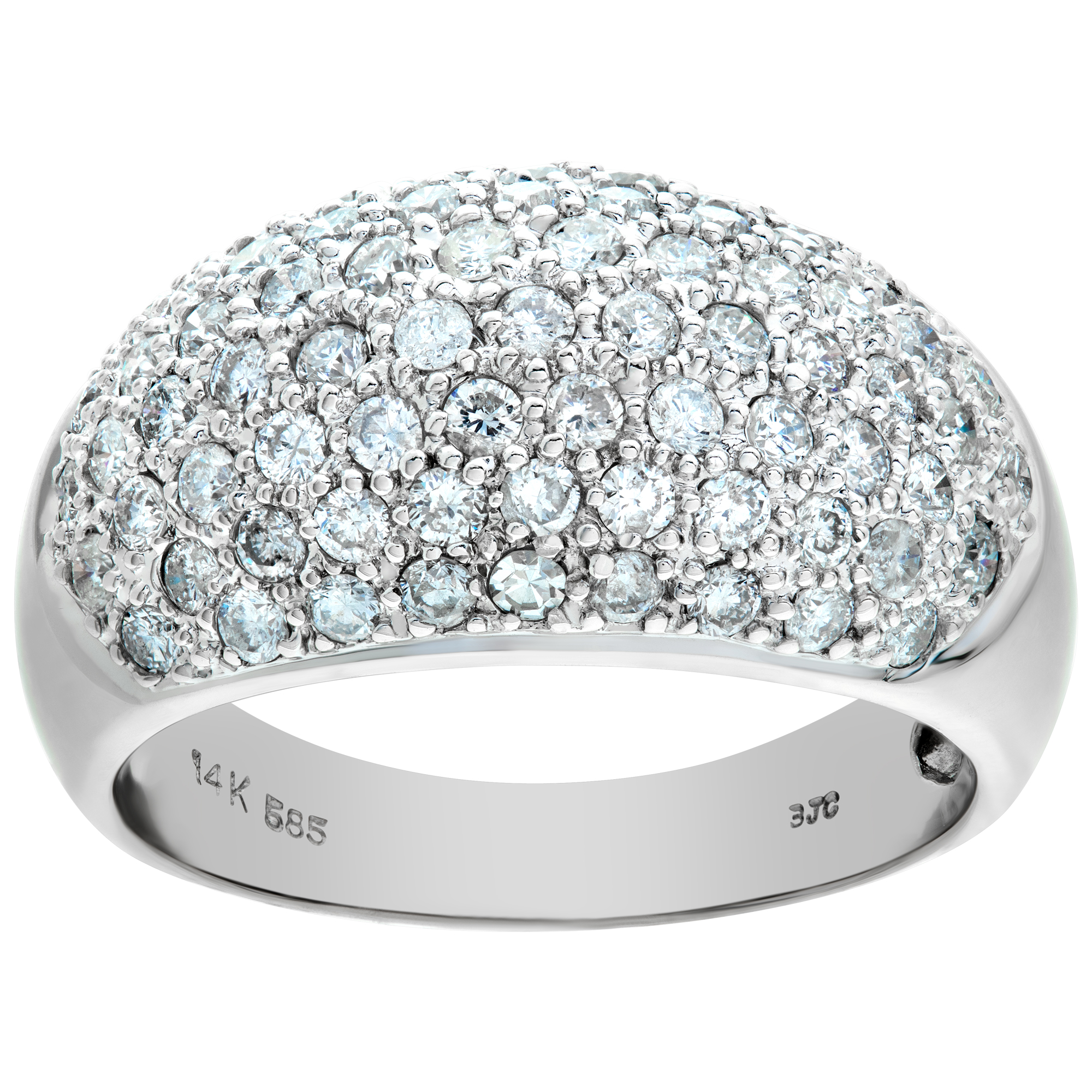 Domed Pave diamond ring in 14k white gold. 3.0 cts in pave diamonds.(G-H, SI2) image 1