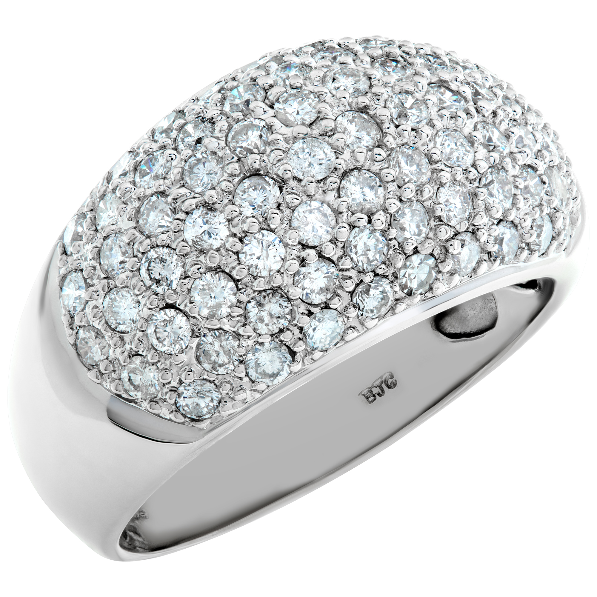 Domed Pave diamond ring in 14k white gold. 3.0 cts in pave diamonds.(G-H, SI2) image 3