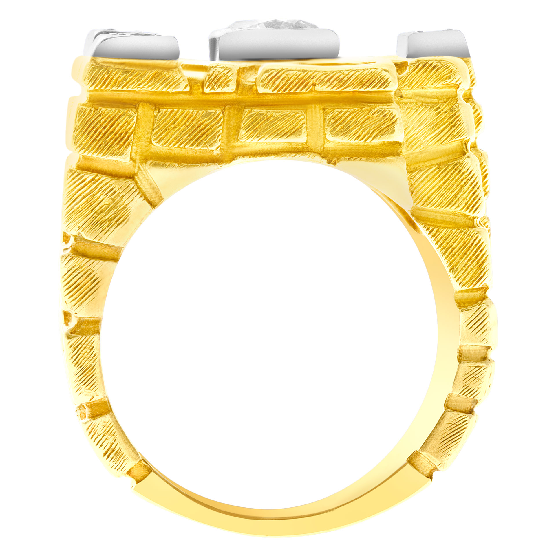 GIA certified round brilliant cut 1.03 (J color VS2 clarity) diamond bricks and blocks ring. Size 10 image 4